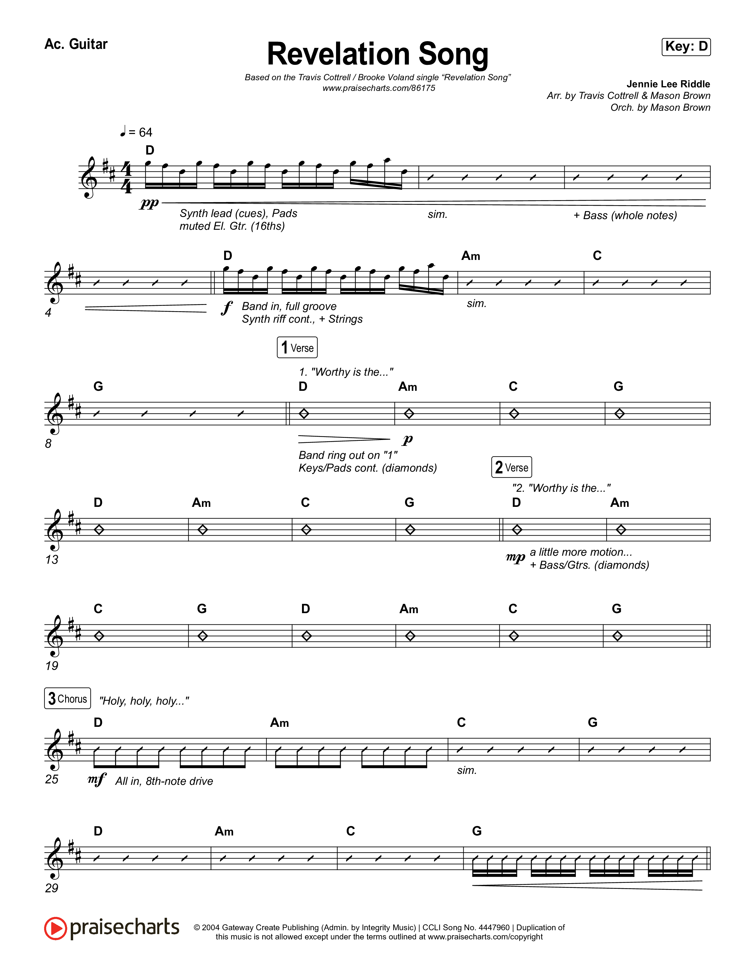 Revelation Song (Choral/SATB) Acoustic Guitar (Brooke Voland / Travis Cottrell / Arr. Mason Brown)