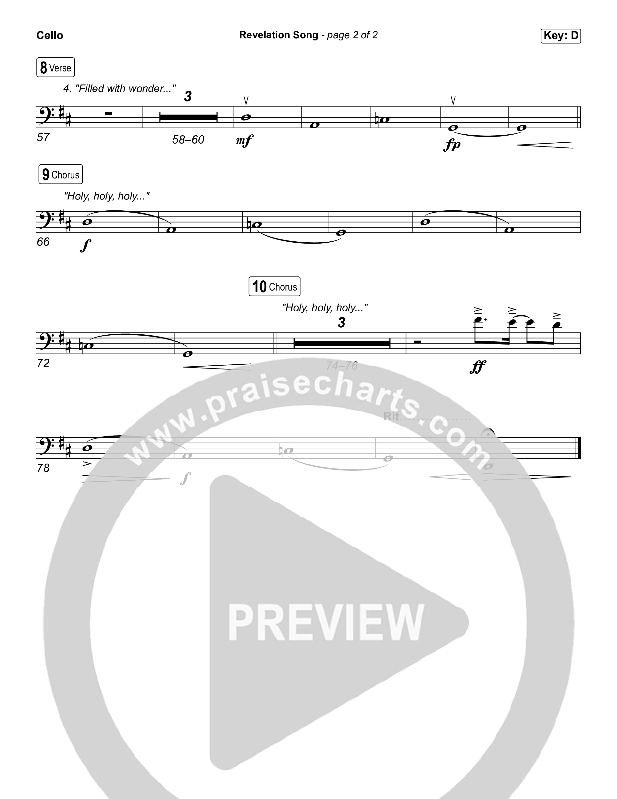 Revelation Song (Choral/SATB) Cello (Brooke Voland / Travis Cottrell / Arr. Mason Brown)