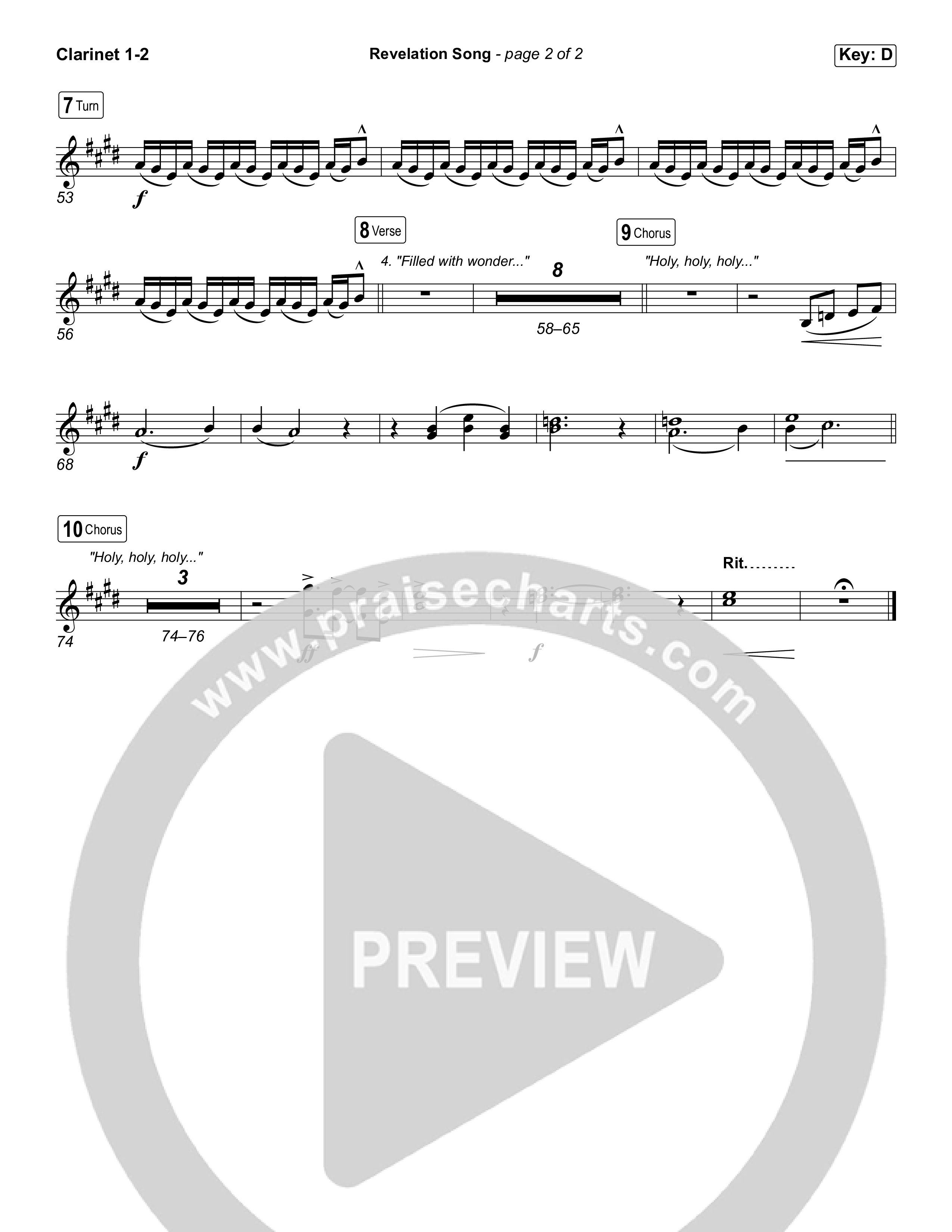 Revelation Song (Choral/SATB) Clarinet 1/2 (Brooke Voland / Travis Cottrell / Arr. Mason Brown)