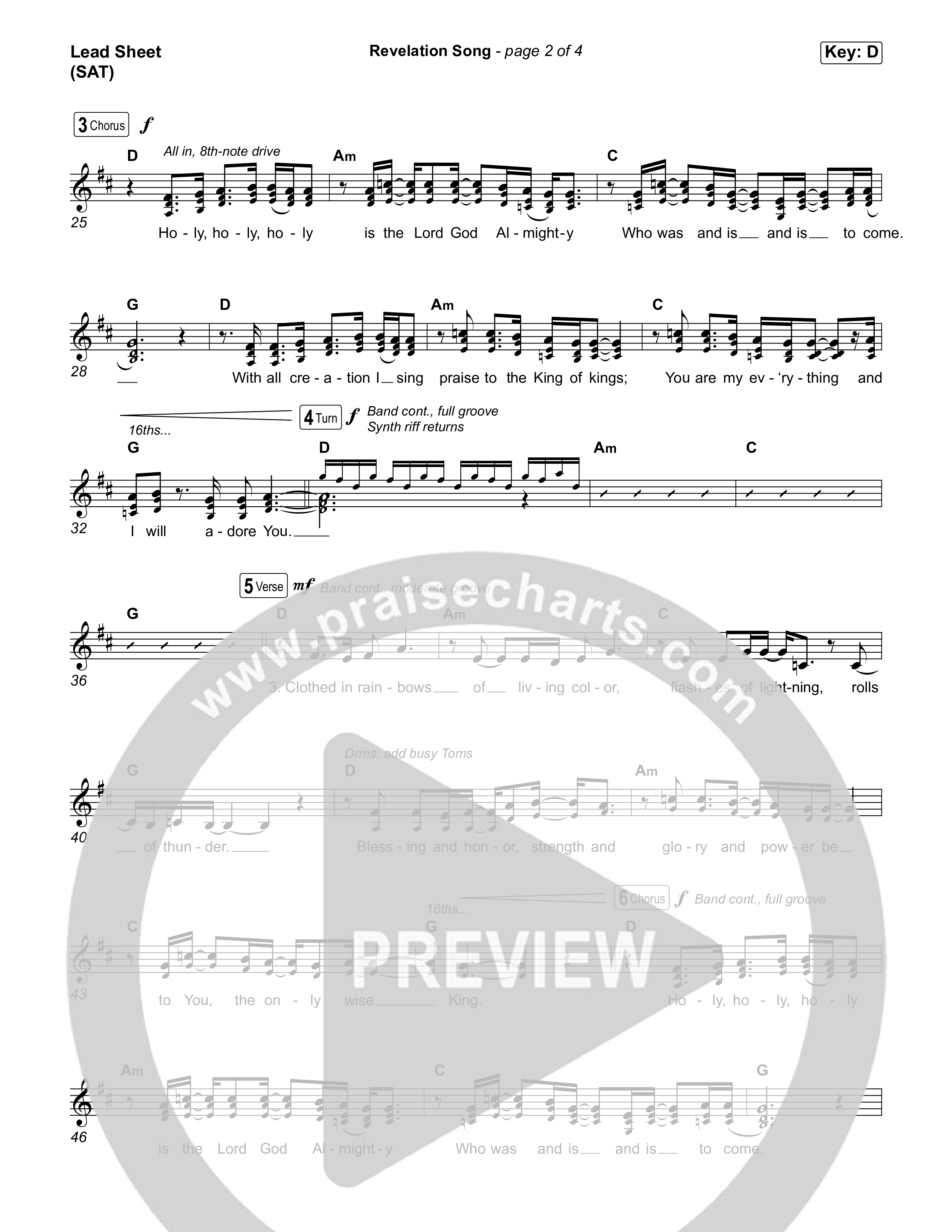 Revelation Song (Choral/SATB) Lead Sheet (SAT) (Brooke Voland / Travis Cottrell / Arr. Mason Brown)