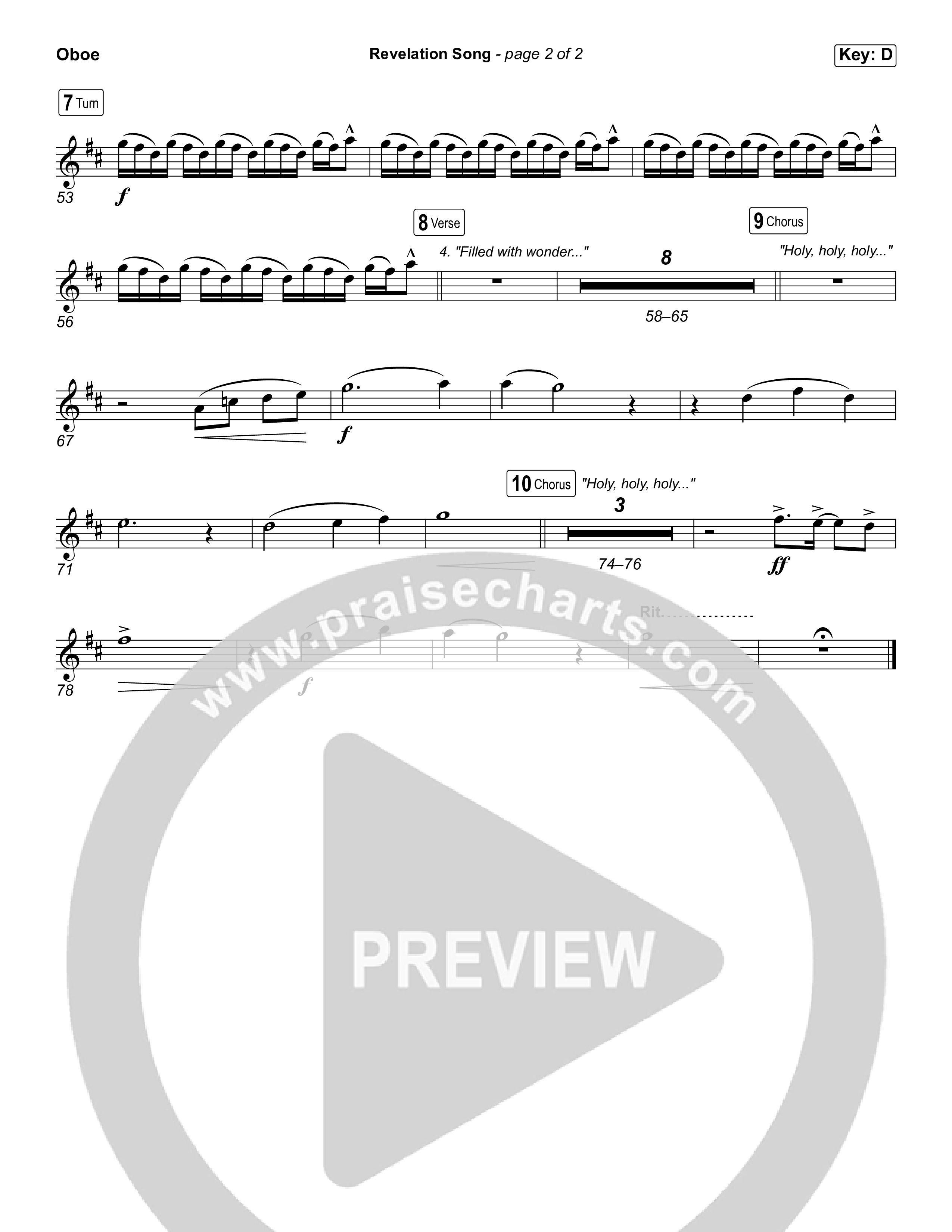 Revelation Song (Choral/SATB) Oboe (Brooke Voland / Travis Cottrell / Arr. Mason Brown)