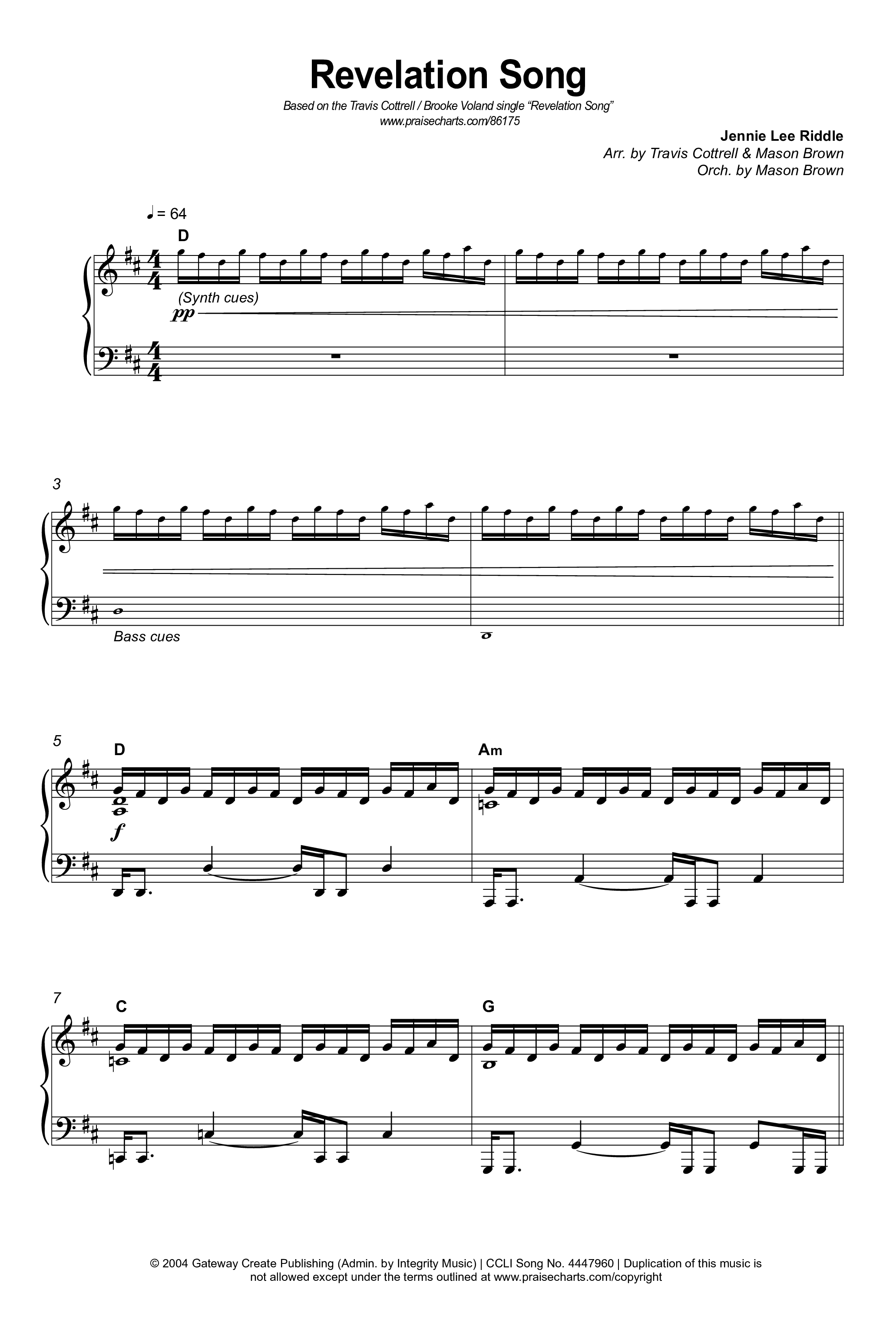 Revelation Song (Choral/SATB) Octavo (SATB & Pno) (Brooke Voland / Travis Cottrell / Arr. Mason Brown)