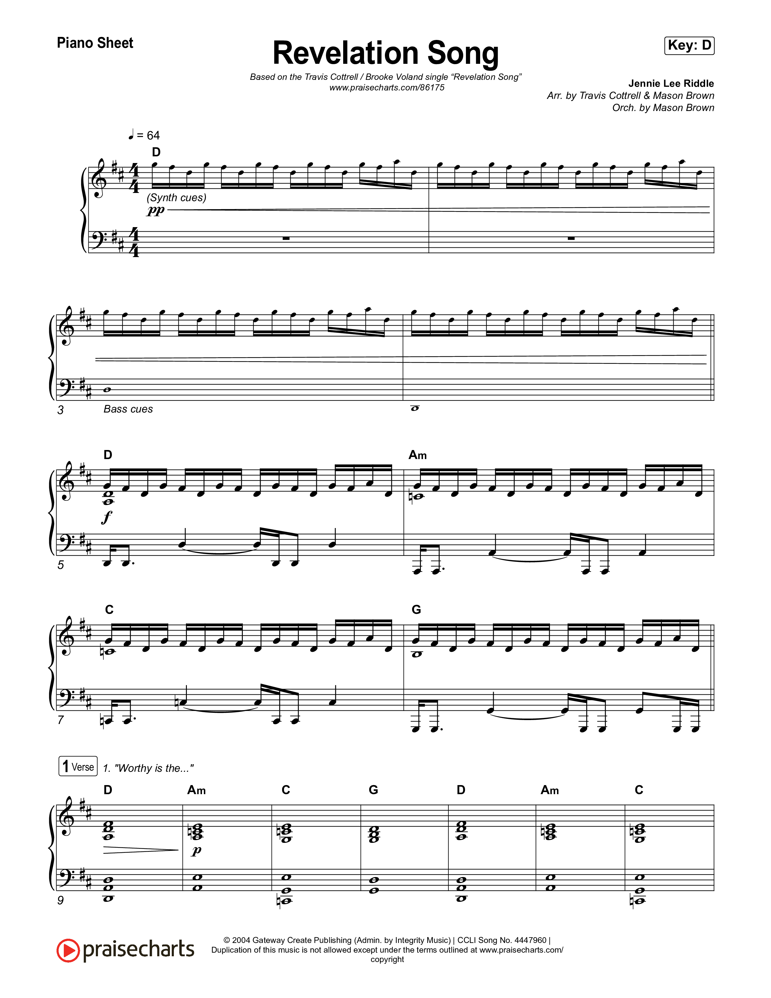 Revelation Song (Choral/SATB) Piano Sheet (Brooke Voland / Travis Cottrell / Arr. Mason Brown)