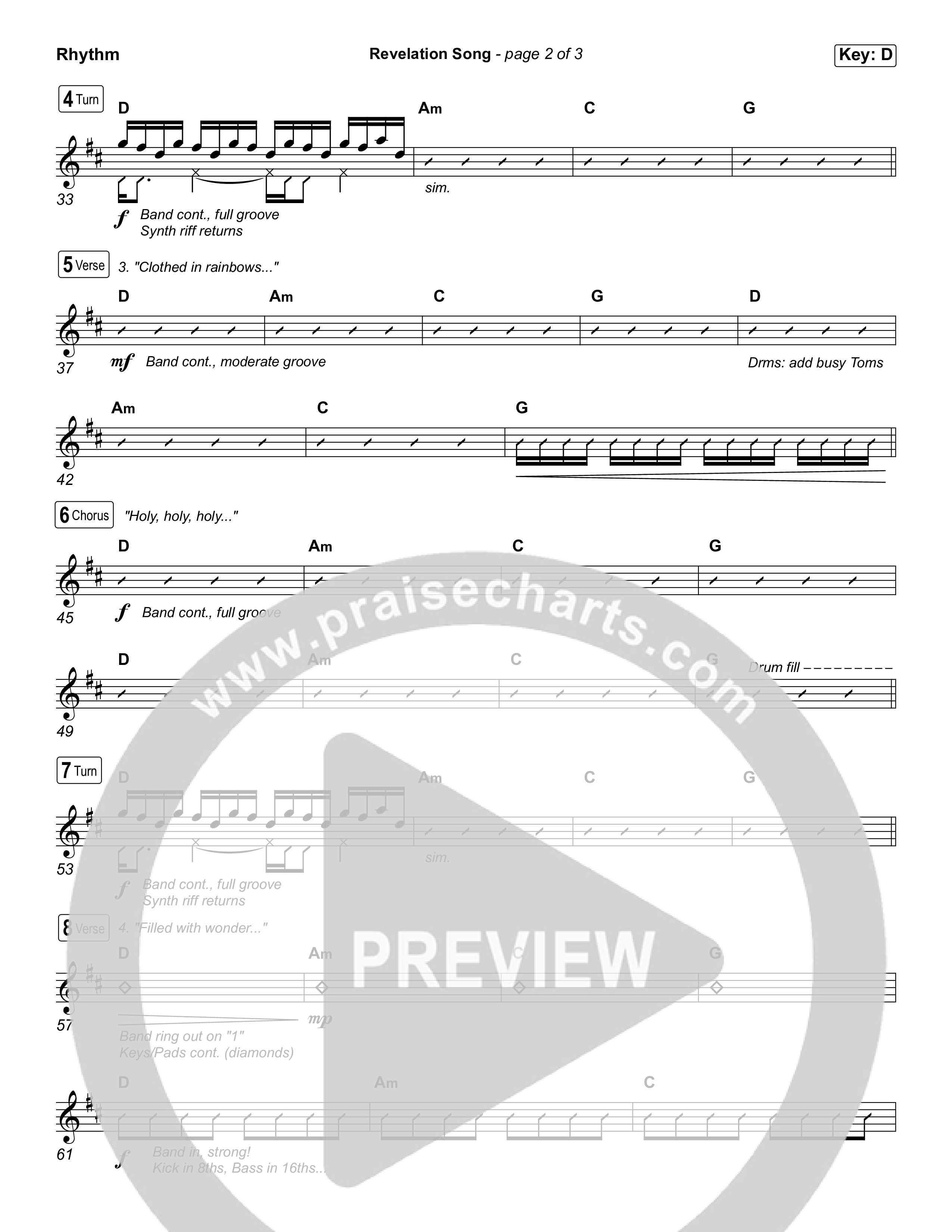 Revelation Song (Choral/SATB) Rhythm Chart (Brooke Voland / Travis Cottrell / Arr. Mason Brown)