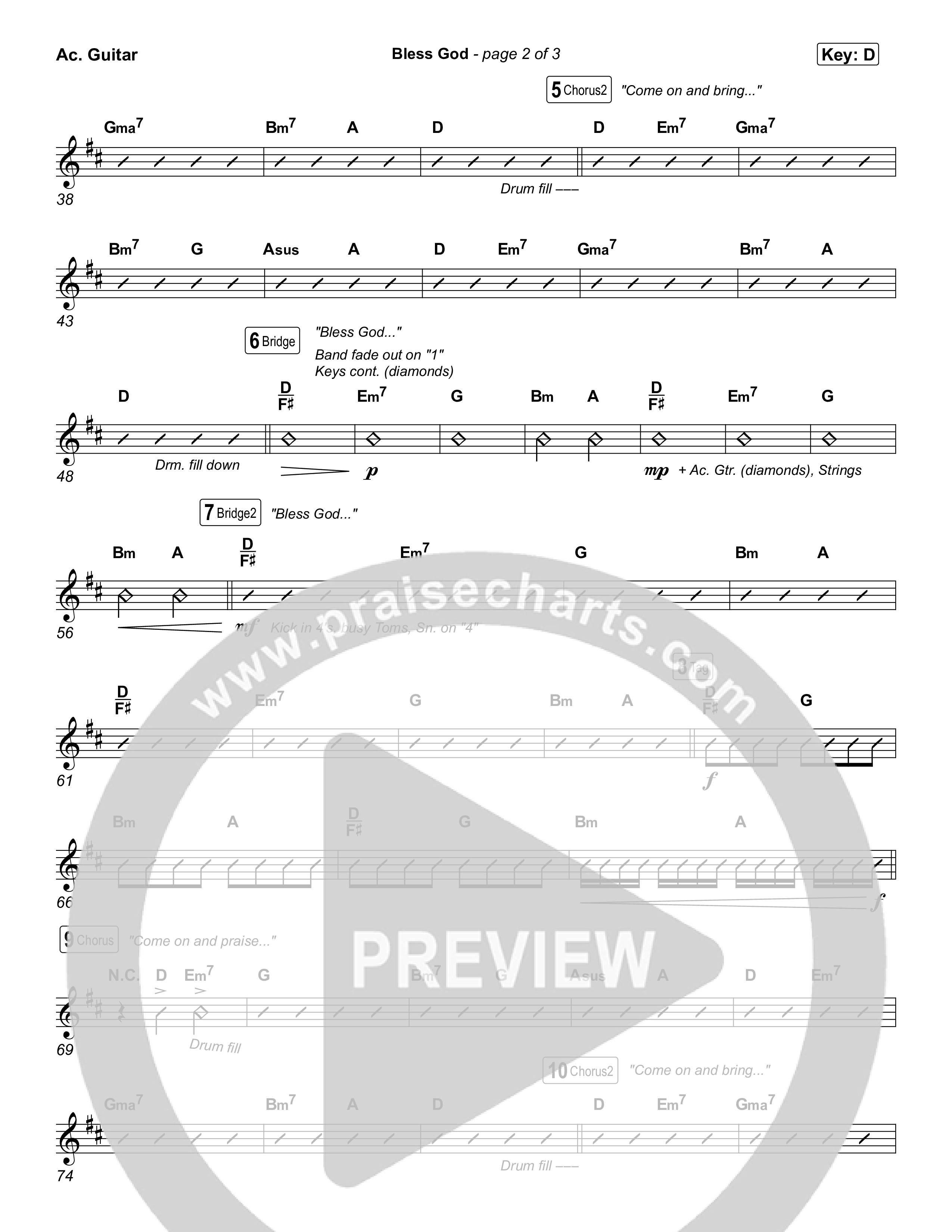 Bless God (Choral/SATB) Acoustic Guitar (Travis Cottrell / Lily Cottrell / Arr. Mason Brown)