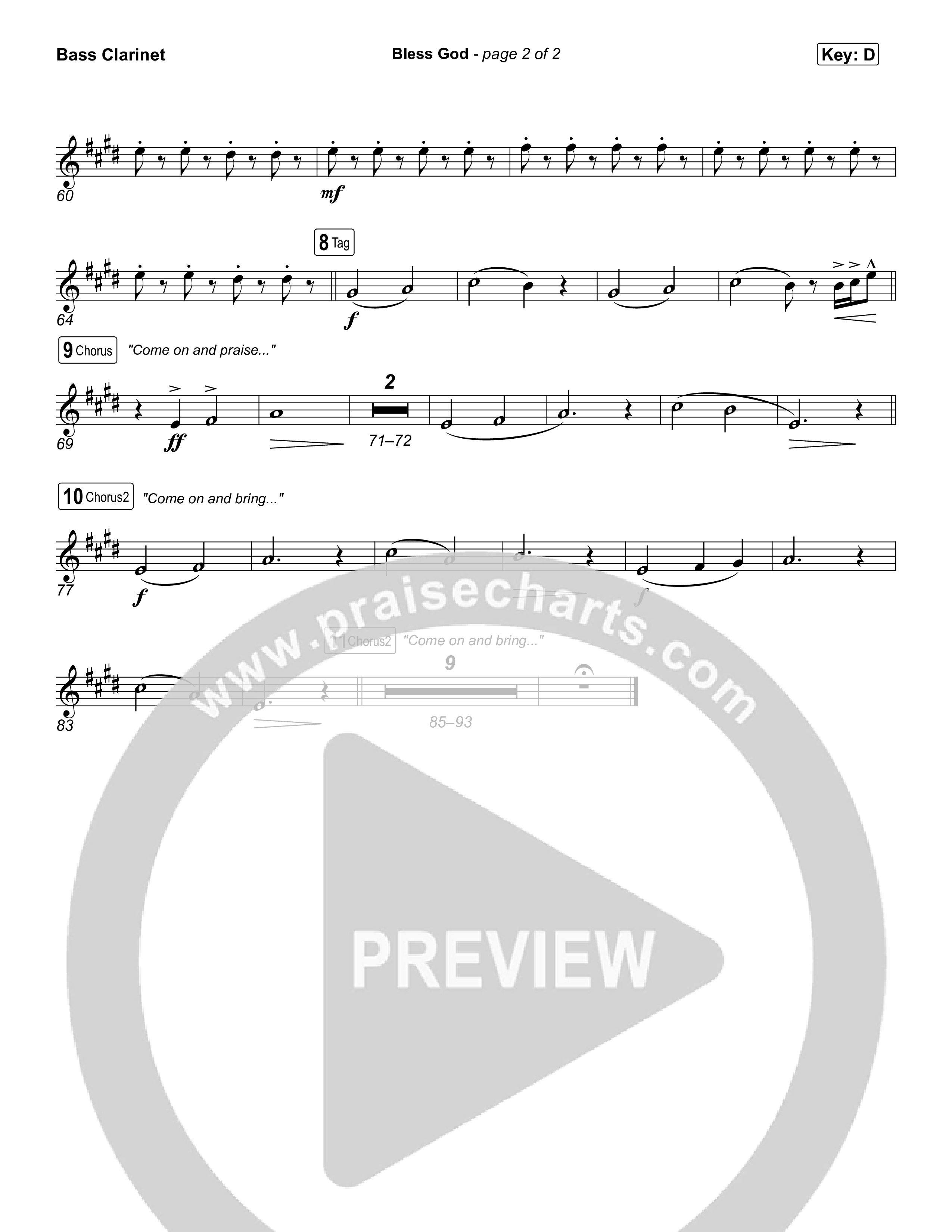 Bless God (Choral/SATB) Bass Clarinet (Travis Cottrell / Lily Cottrell / Arr. Mason Brown)