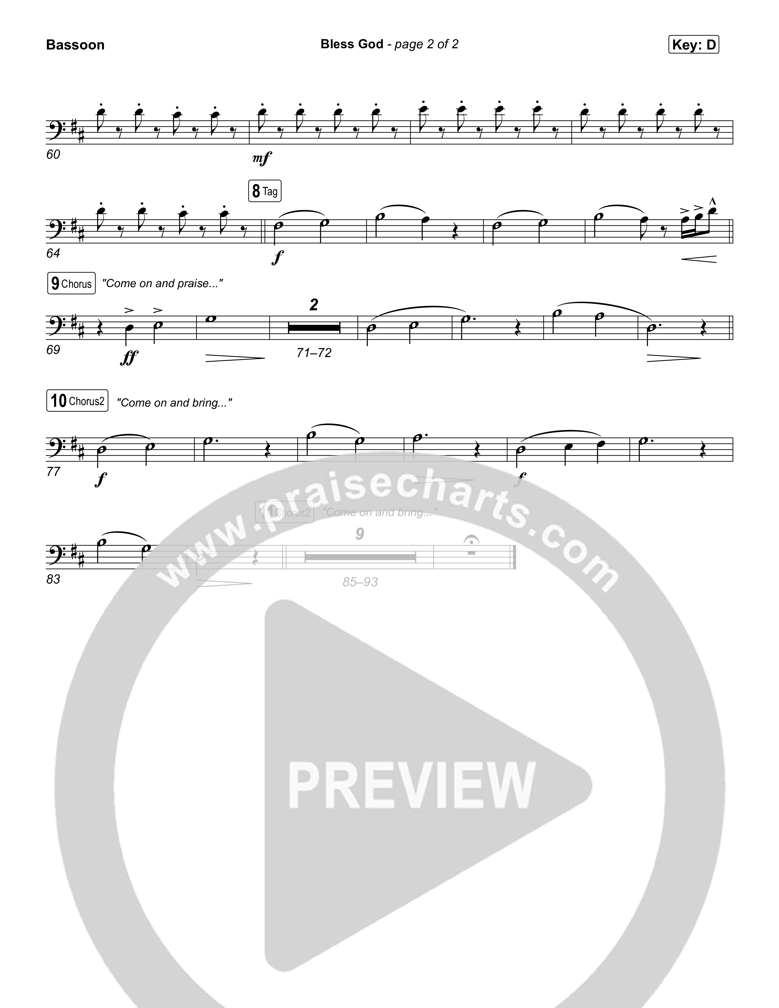 Bless God (Choral/SATB) Bassoon (Travis Cottrell / Lily Cottrell / Arr. Mason Brown)
