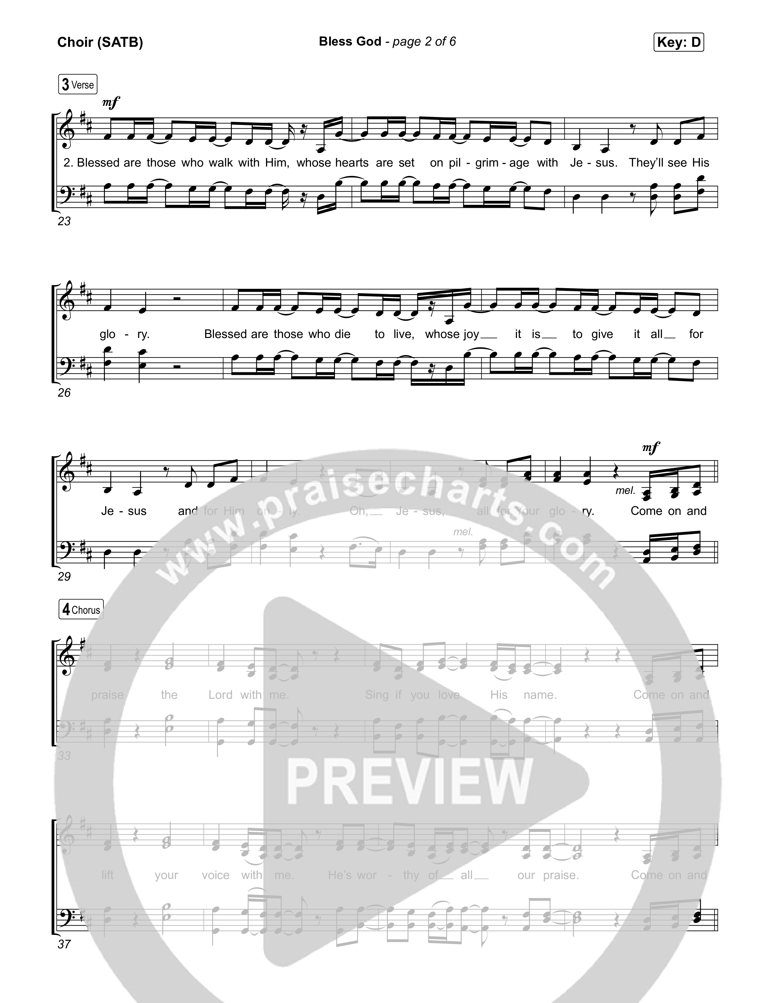 Bless God (Choral/SATB) Choir Sheet (SATB) (Travis Cottrell / Lily Cottrell / Arr. Mason Brown)