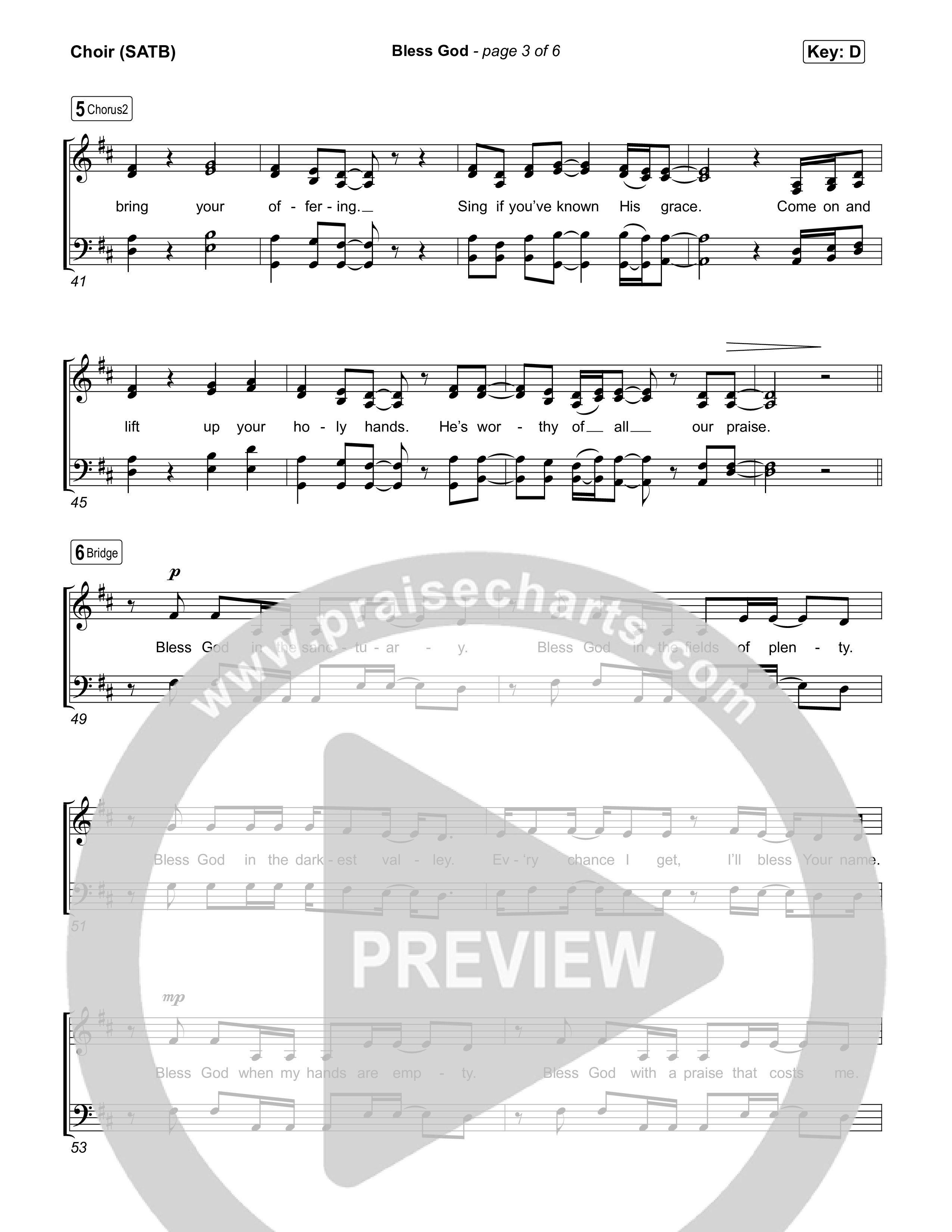 Bless God (Choral/SATB) Choir Sheet (SATB) (Travis Cottrell / Lily Cottrell / Arr. Mason Brown)
