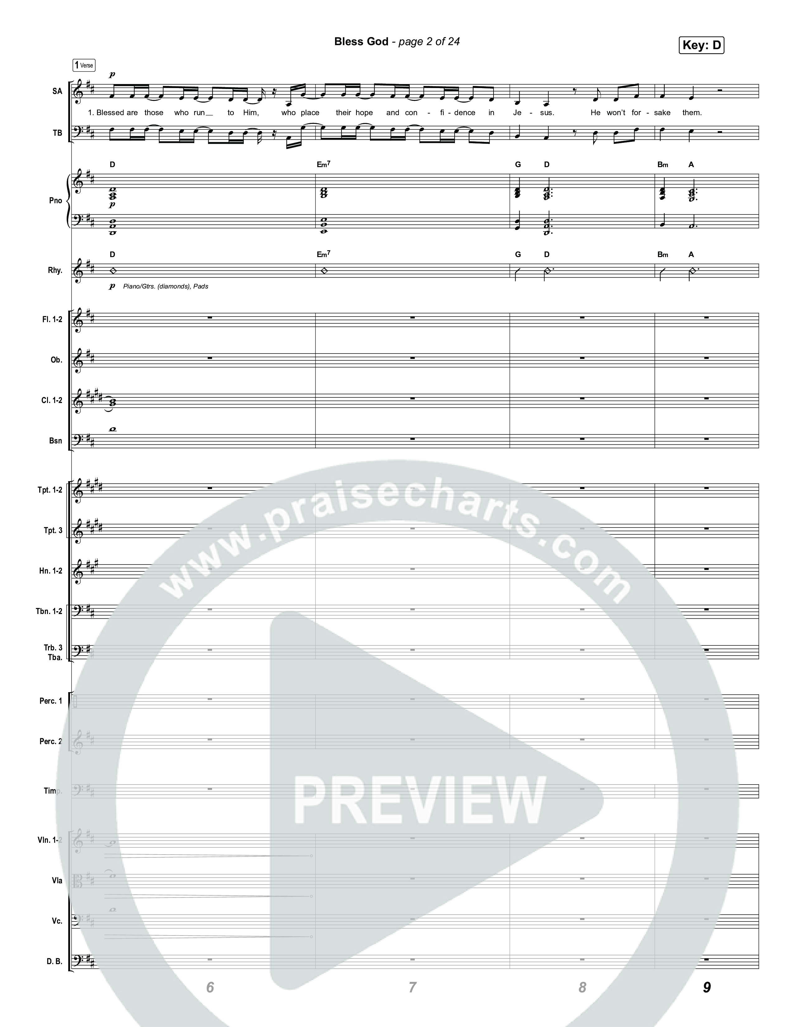 Bless God (Choral/SATB) Orchestration (Travis Cottrell / Lily Cottrell / Arr. Mason Brown)