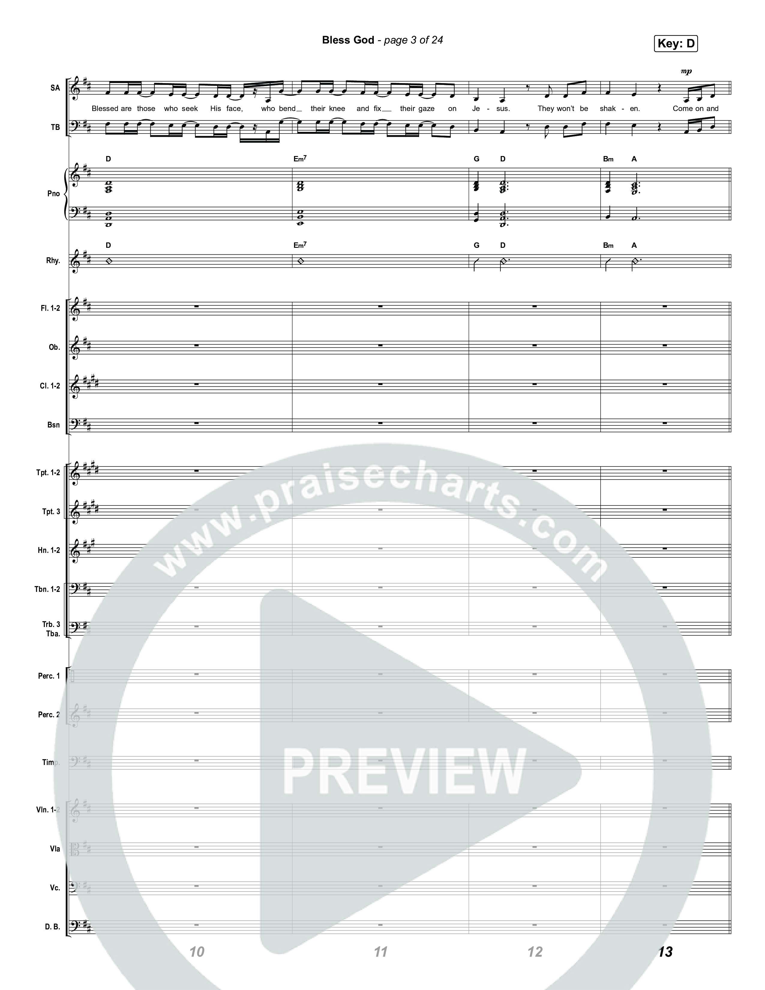 Bless God (Choral/SATB) Orchestration (Travis Cottrell / Lily Cottrell / Arr. Mason Brown)