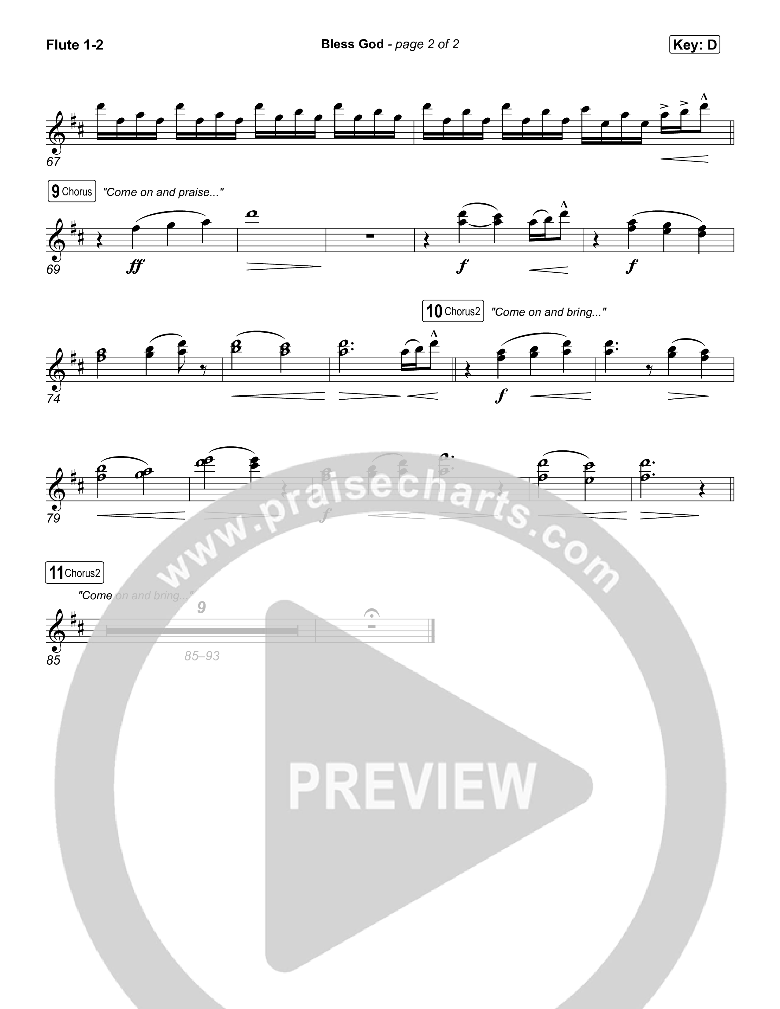 Bless God (Choral/SATB) Flute 1,2 (Travis Cottrell / Lily Cottrell / Arr. Mason Brown)