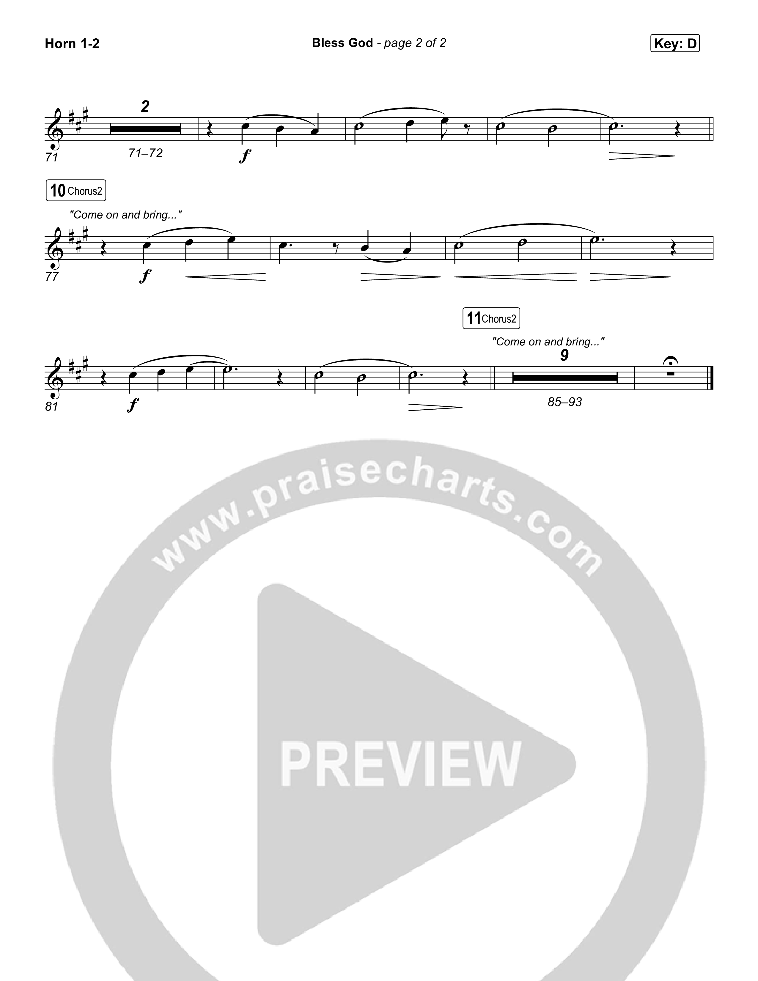 Bless God (Choral/SATB) French Horn 1,2 (Travis Cottrell / Lily Cottrell / Arr. Mason Brown)