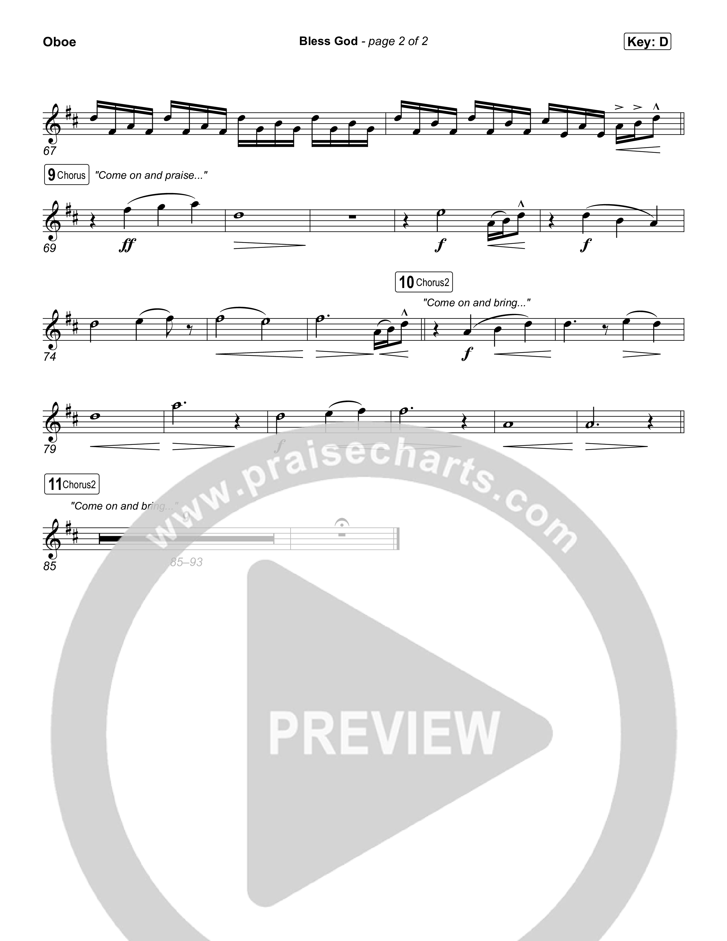 Bless God (Choral/SATB) Oboe (Travis Cottrell / Lily Cottrell / Arr. Mason Brown)