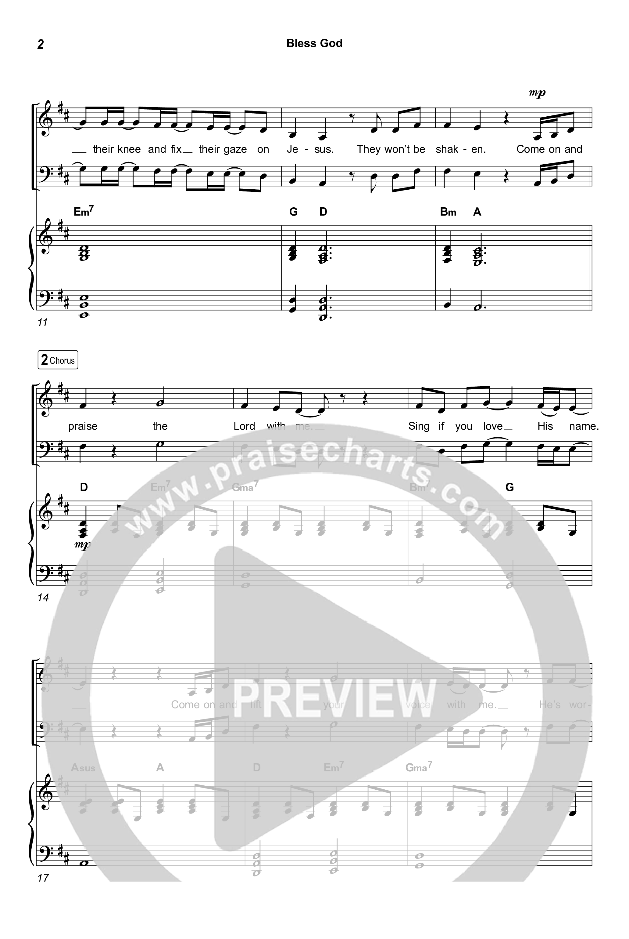 Bless God (Choral/SATB) Octavo (SATB & Pno) (Travis Cottrell / Lily Cottrell / Arr. Mason Brown)