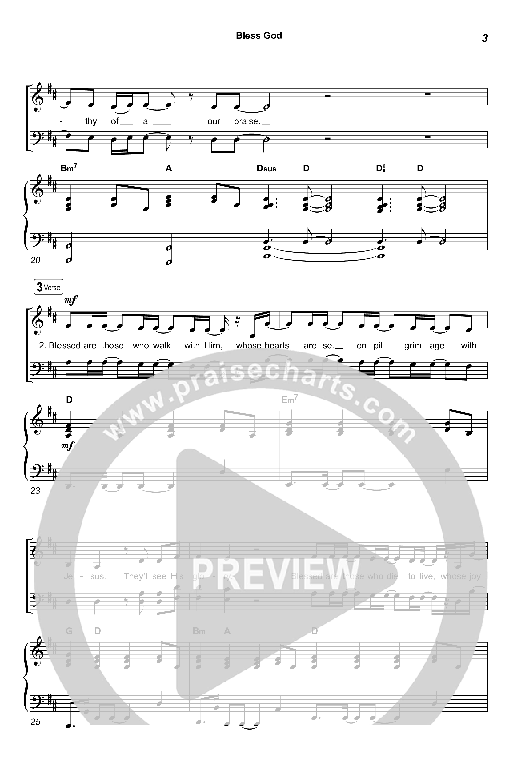 Bless God (Choral/SATB) Octavo (SATB & Pno) (Travis Cottrell / Lily Cottrell / Arr. Mason Brown)
