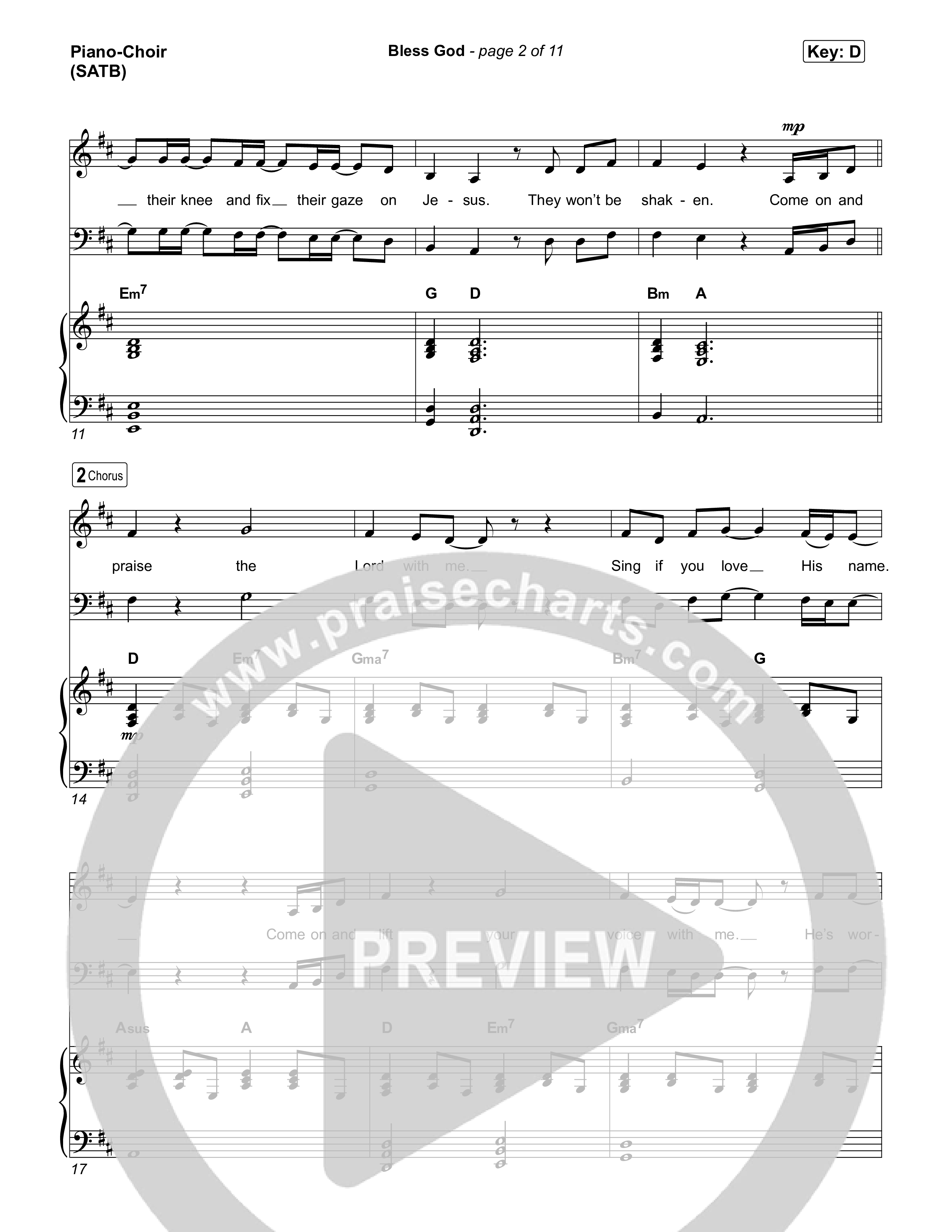 Bless God (Choral/SATB) Piano/Vocal (SATB) (Travis Cottrell / Lily Cottrell / Arr. Mason Brown)