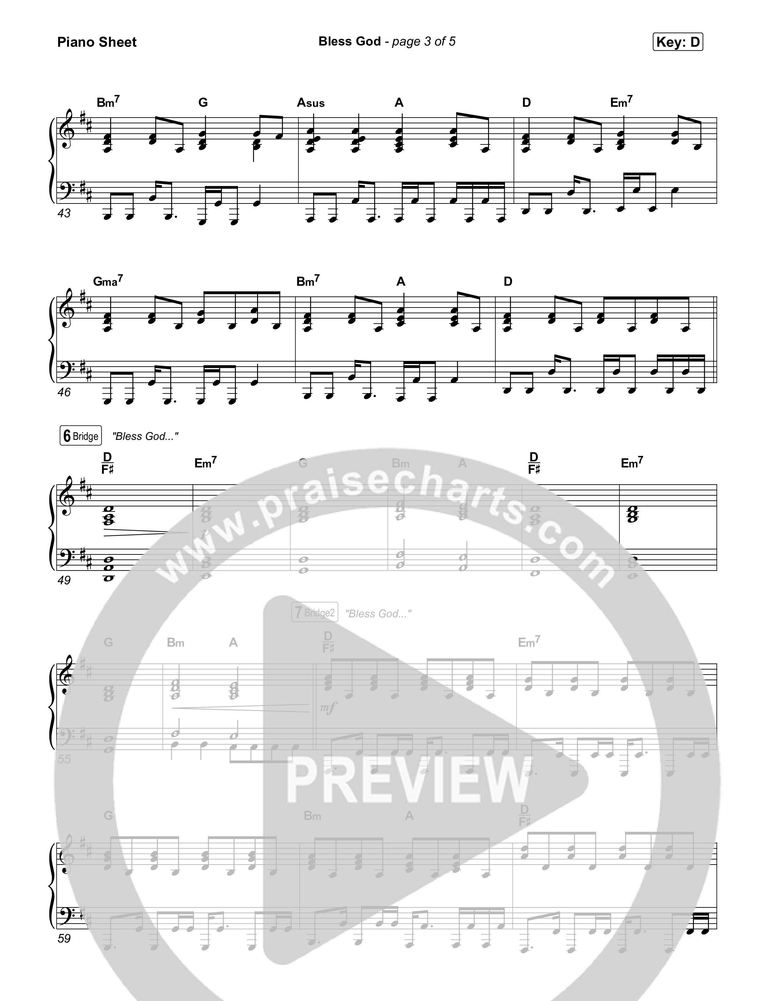 Bless God (Choral/SATB) Piano Sheet (Travis Cottrell / Lily Cottrell / Arr. Mason Brown)
