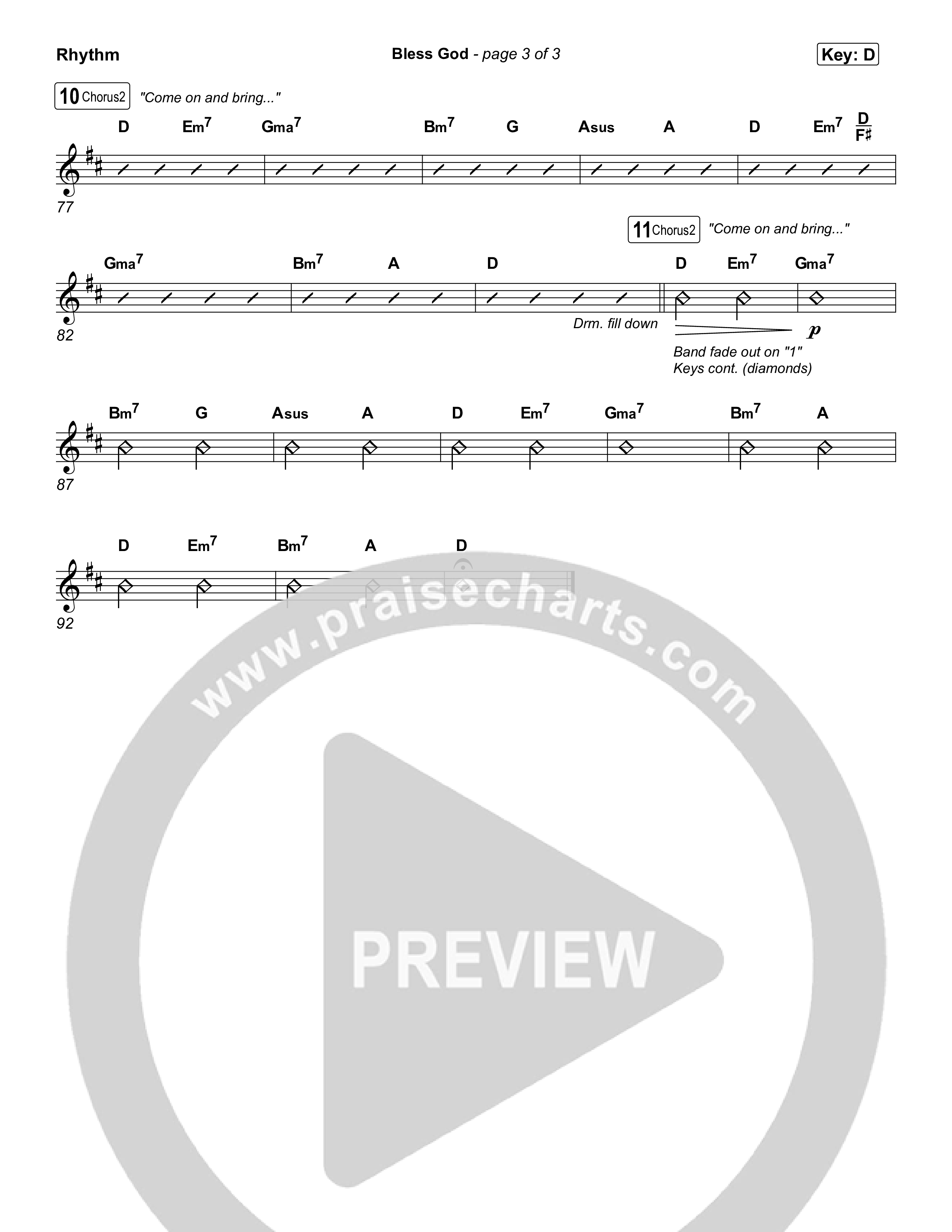 Bless God (Choral/SATB) Rhythm Chart (Travis Cottrell / Lily Cottrell / Arr. Mason Brown)