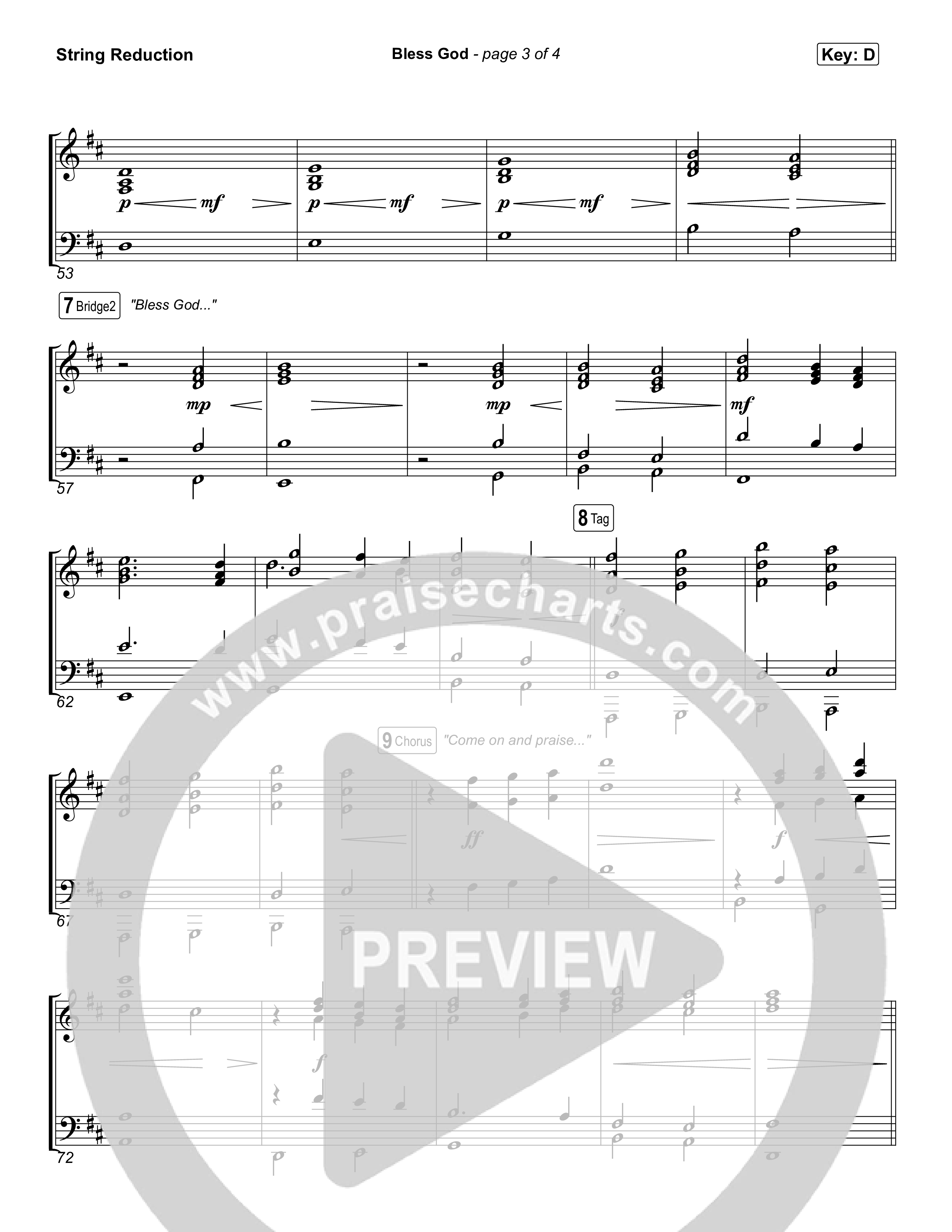 Bless God (Choral/SATB) String Reduction (Travis Cottrell / Lily Cottrell / Arr. Mason Brown)