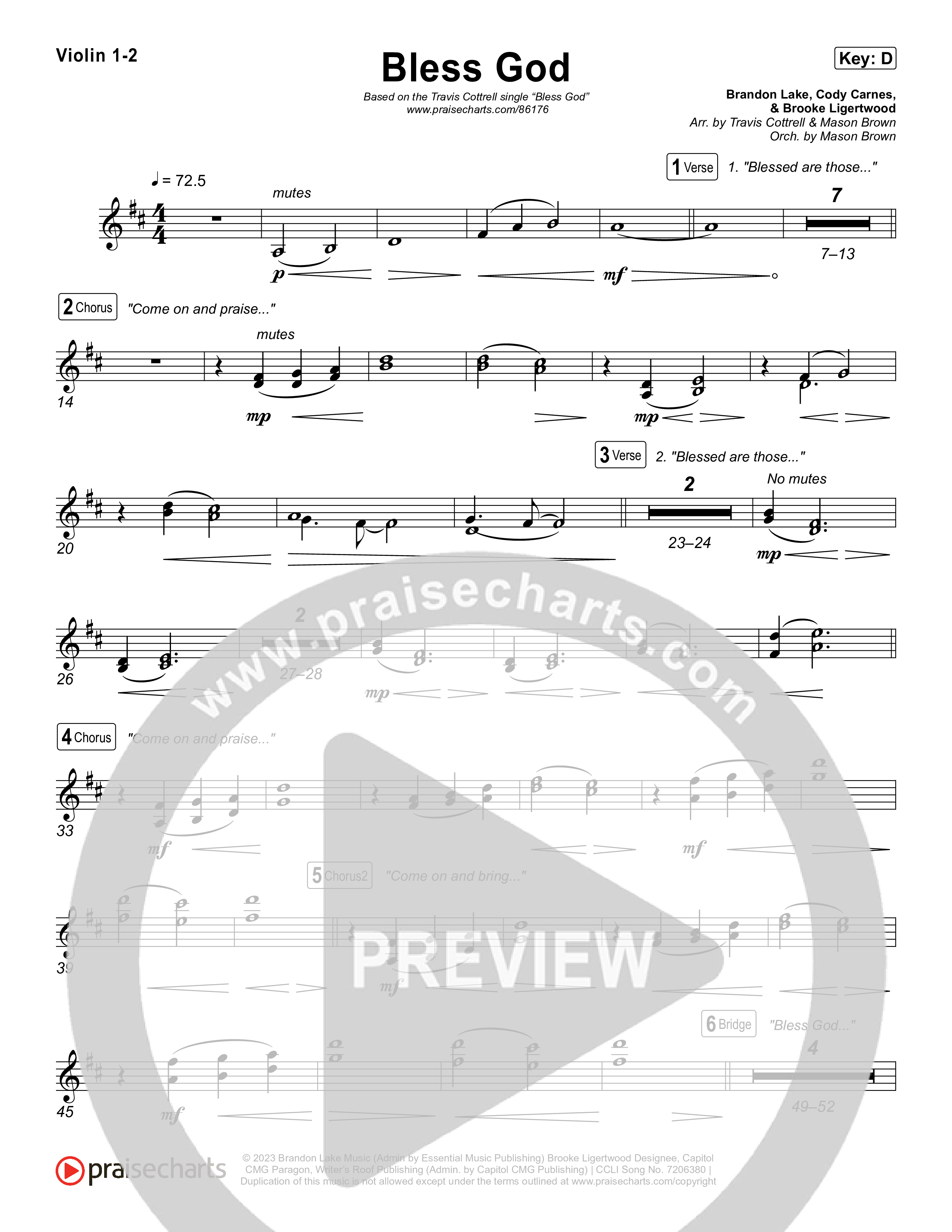 Bless God (Choral/SATB) String Pack (Travis Cottrell / Lily Cottrell / Arr. Mason Brown)