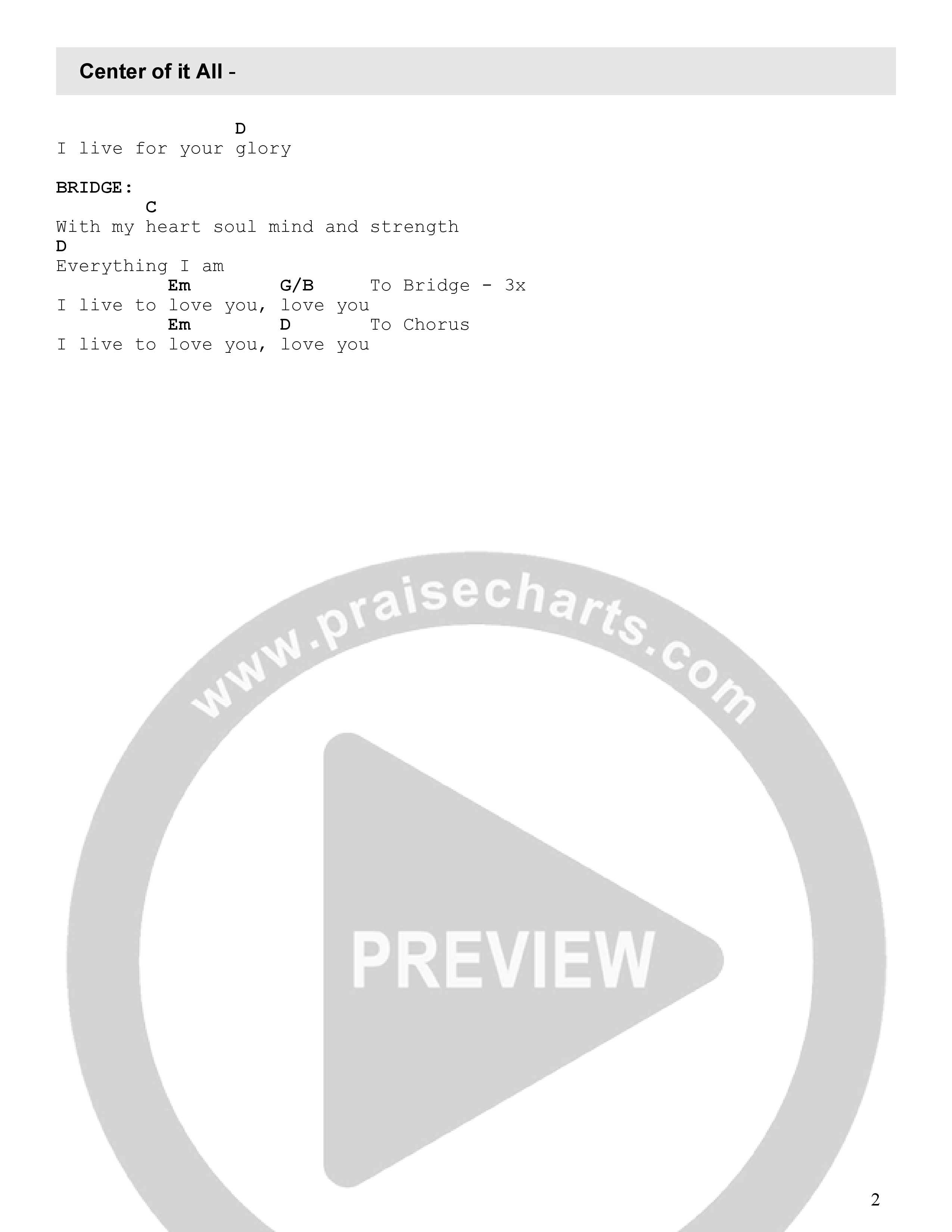 Center Of It All Chord Chart (Ascent Project)