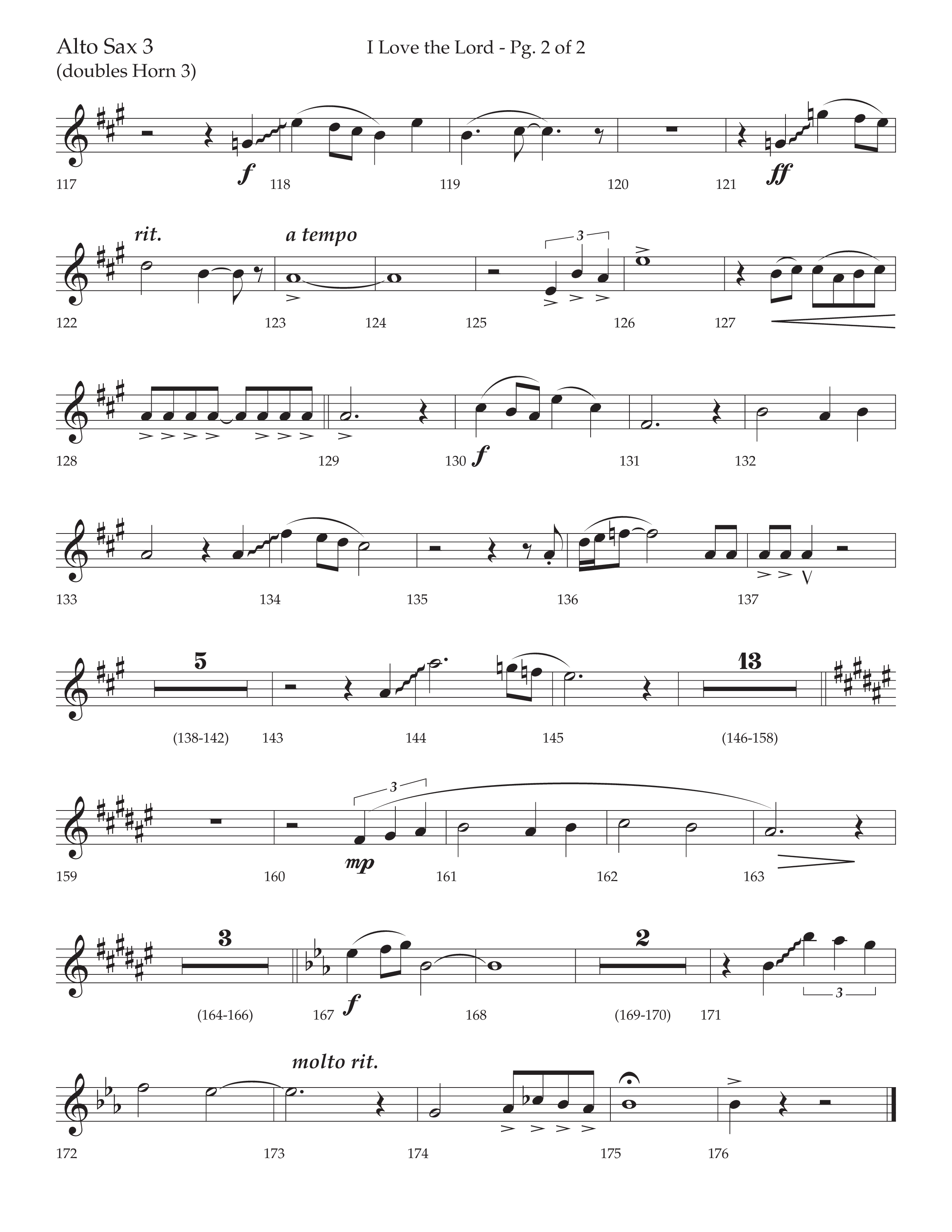 I Love The Lord (with Total Praise) (Choral Anthem SATB) Alto Sax (Lifeway Choral / Arr. Bradley Knight)