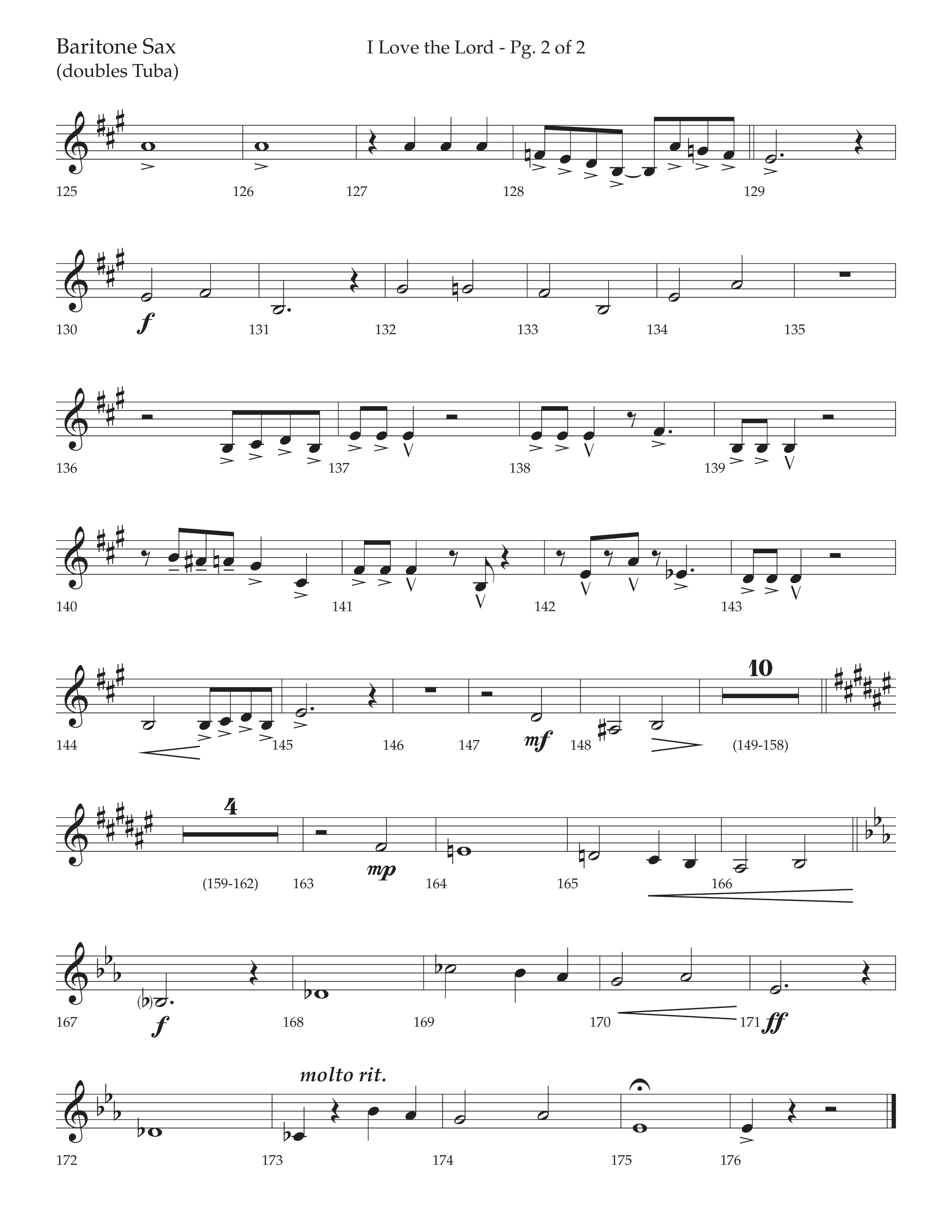 I Love The Lord (with Total Praise) (Choral Anthem SATB) Bari Sax (Lifeway Choral / Arr. Bradley Knight)