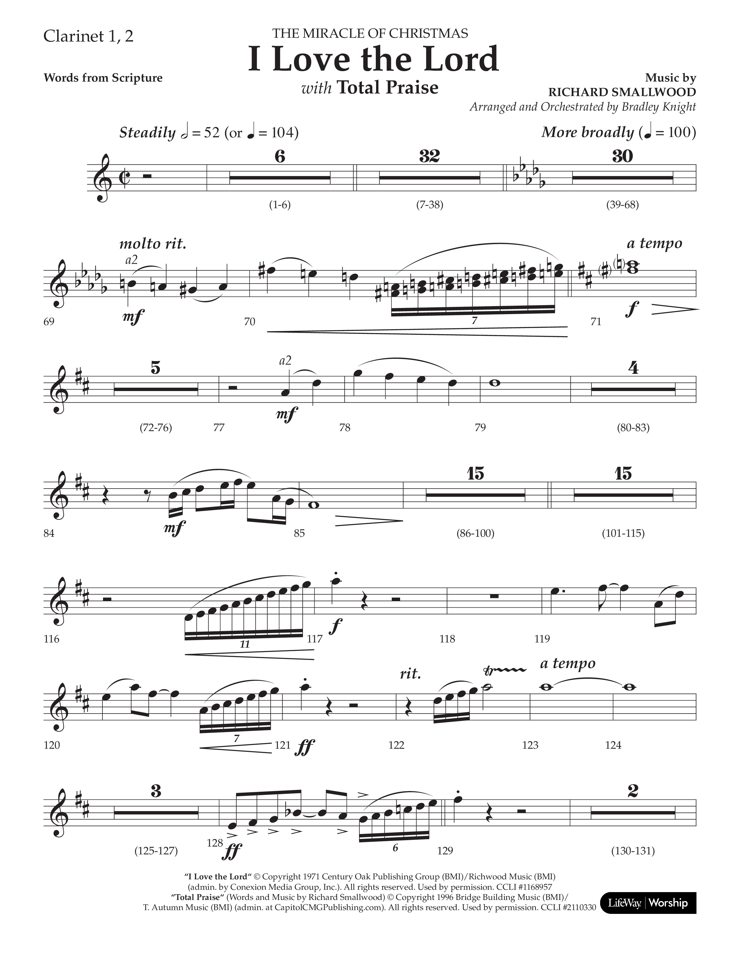 I Love The Lord (with Total Praise) (Choral Anthem SATB) Clarinet 1/2 (Lifeway Choral / Arr. Bradley Knight)