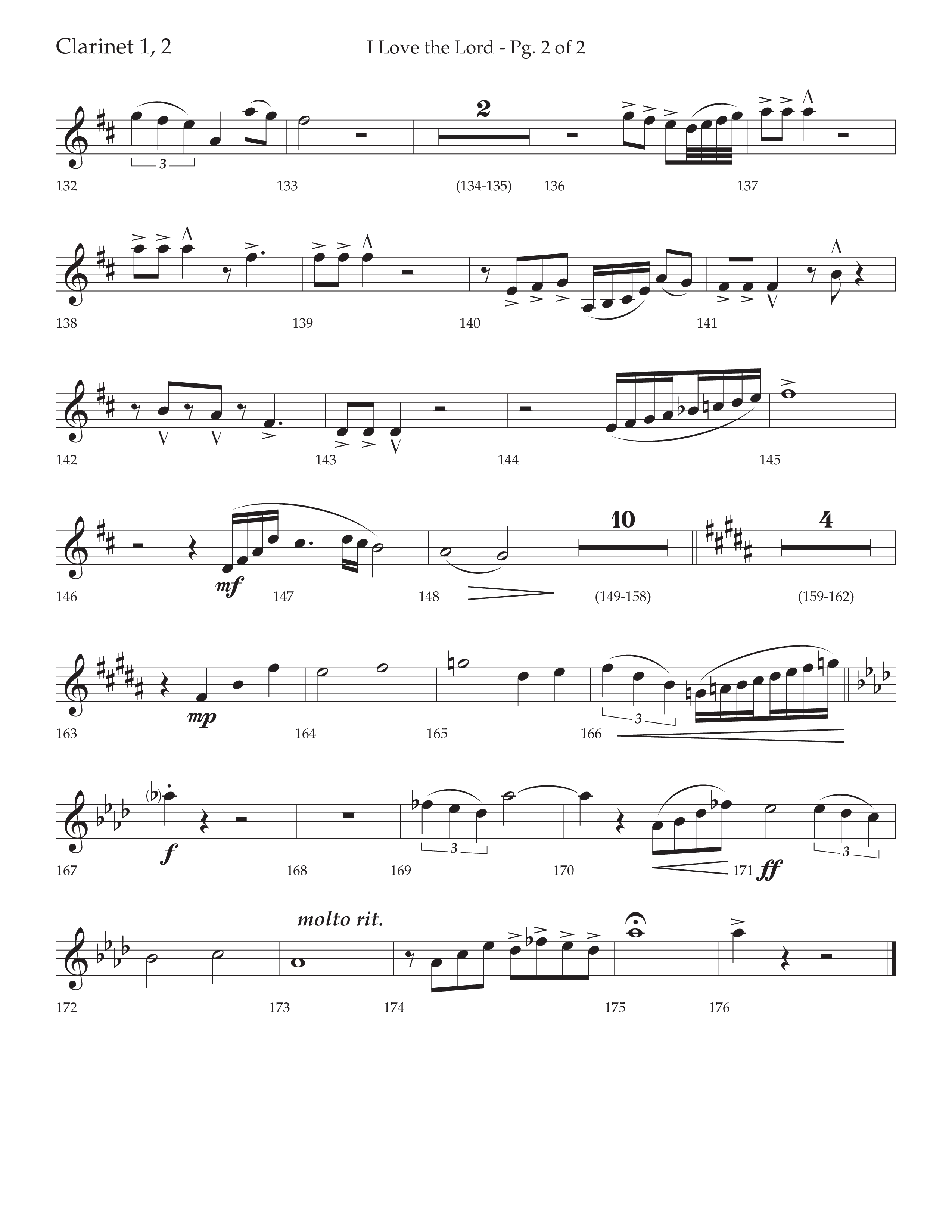 I Love The Lord (with Total Praise) (Choral Anthem SATB) Clarinet 1/2 (Lifeway Choral / Arr. Bradley Knight)