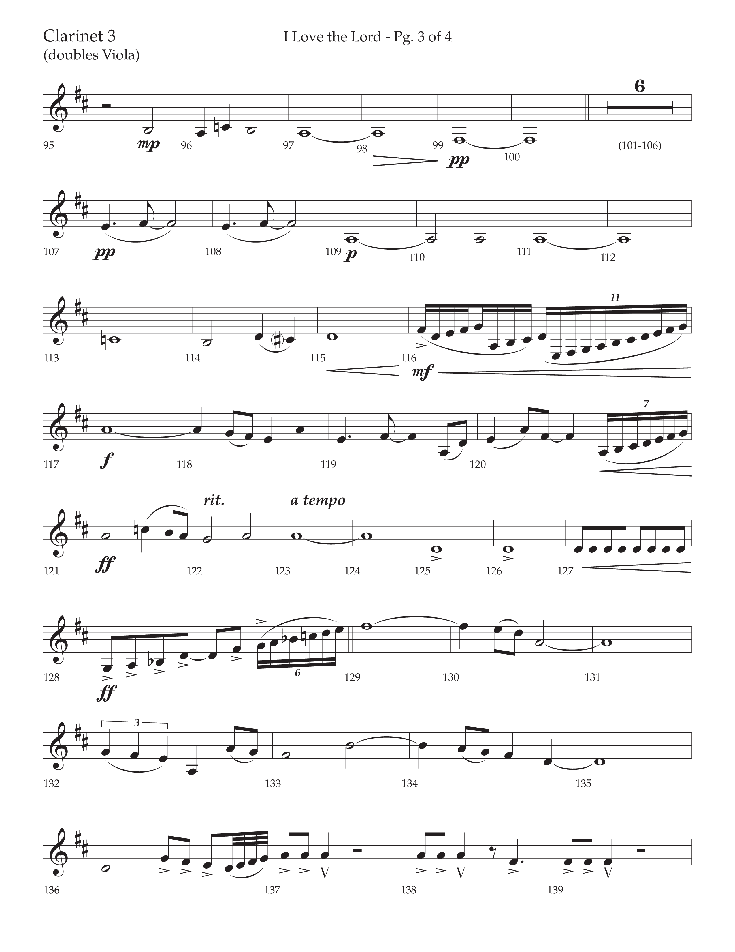 I Love The Lord (with Total Praise) (Choral Anthem SATB) Clarinet 3 (Lifeway Choral / Arr. Bradley Knight)