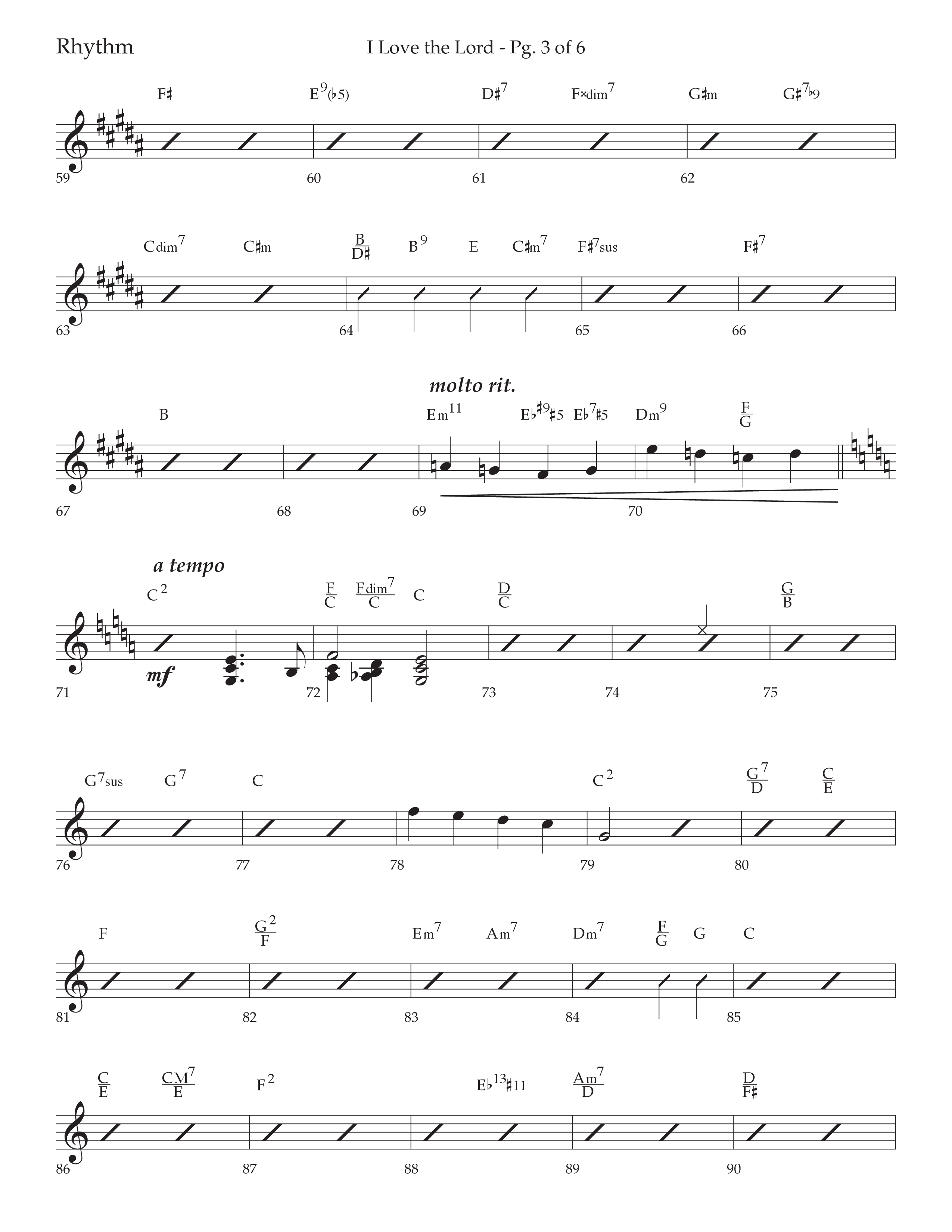 I Love The Lord (with Total Praise) (Choral Anthem SATB) Rhythm Chart (Lifeway Choral / Arr. Bradley Knight)