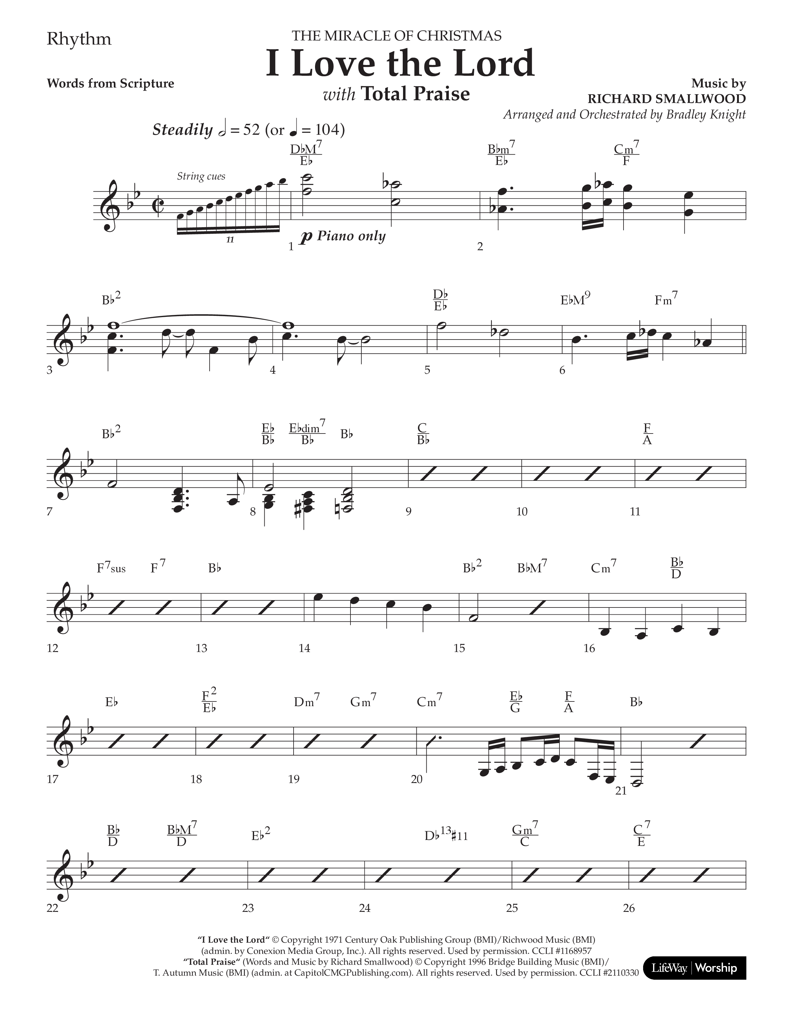 I Love The Lord (with Total Praise) (Choral Anthem SATB) Lead Melody & Rhythm (Lifeway Choral / Arr. Bradley Knight)