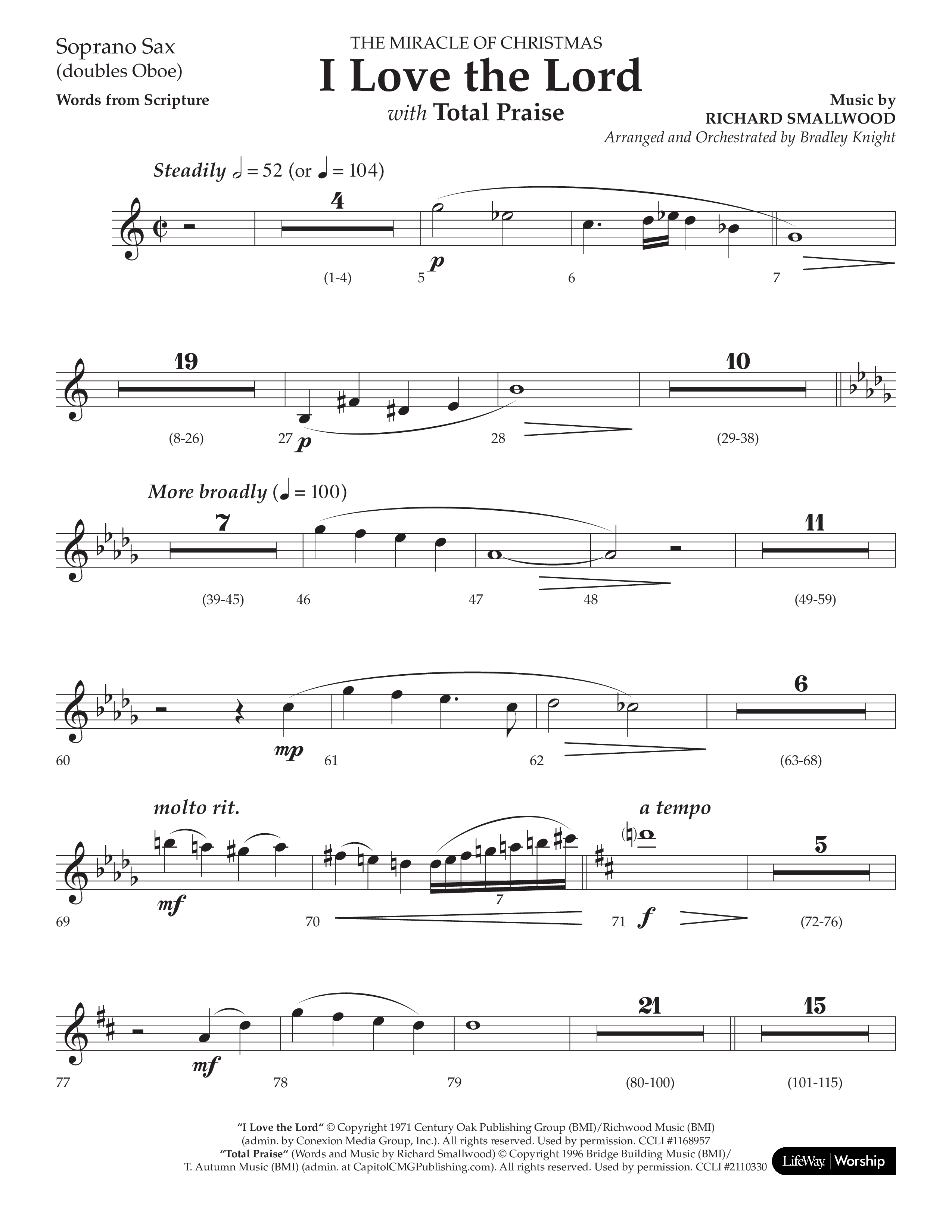 I Love The Lord (with Total Praise) (Choral Anthem SATB) Soprano Sax (Lifeway Choral / Arr. Bradley Knight)