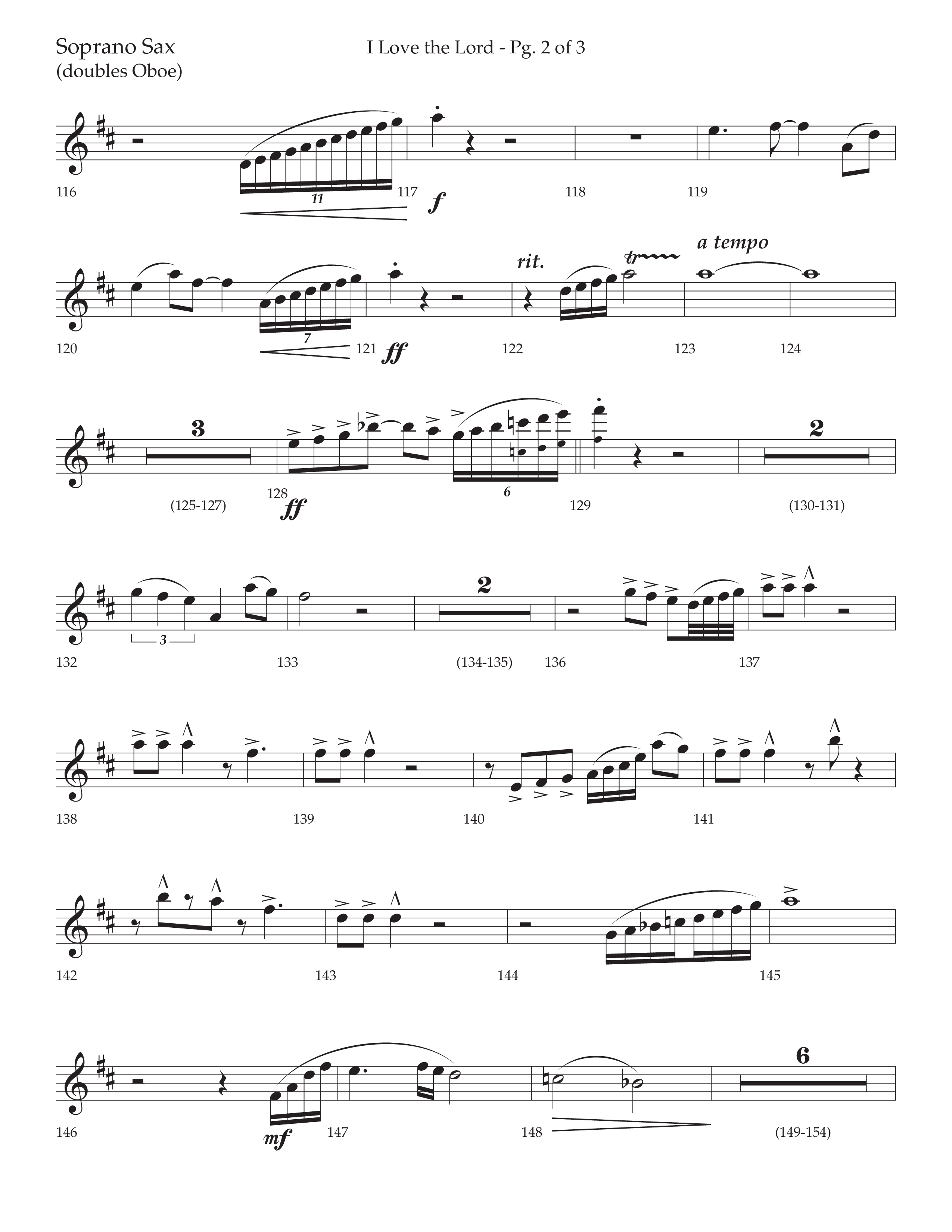 I Love The Lord (with Total Praise) (Choral Anthem SATB) Soprano Sax (Lifeway Choral / Arr. Bradley Knight)