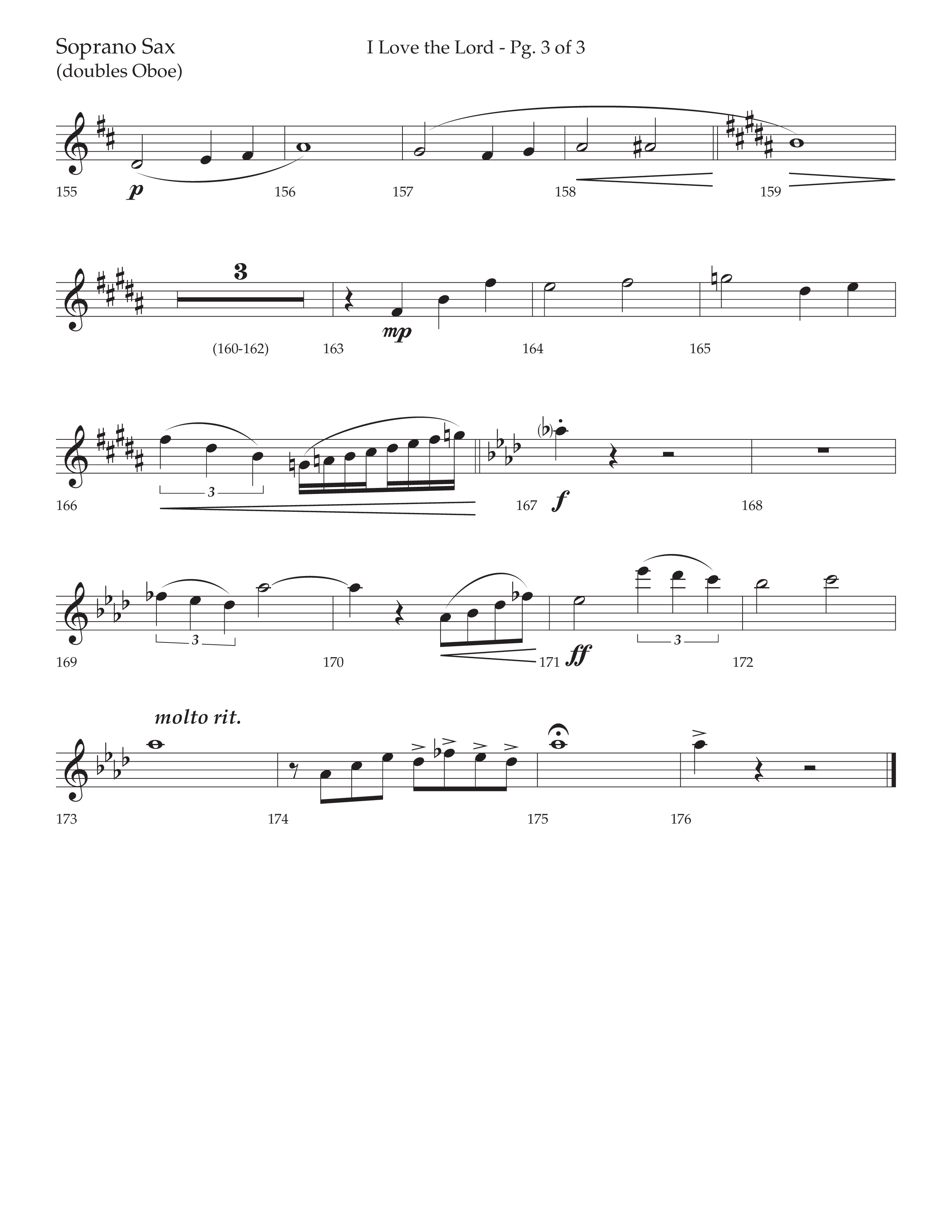 I Love The Lord (with Total Praise) (Choral Anthem SATB) Soprano Sax (Lifeway Choral / Arr. Bradley Knight)