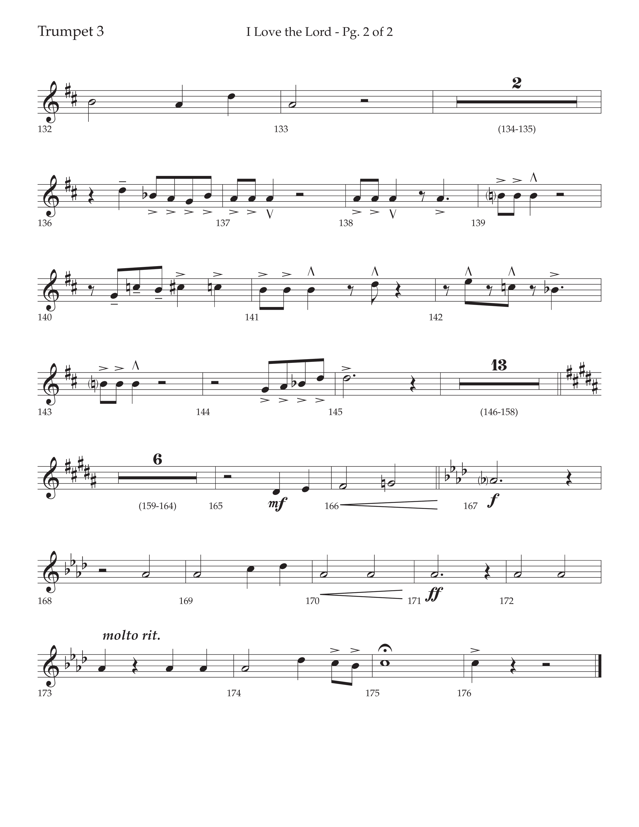 I Love The Lord (with Total Praise) (Choral Anthem SATB) Trumpet 3 (Lifeway Choral / Arr. Bradley Knight)