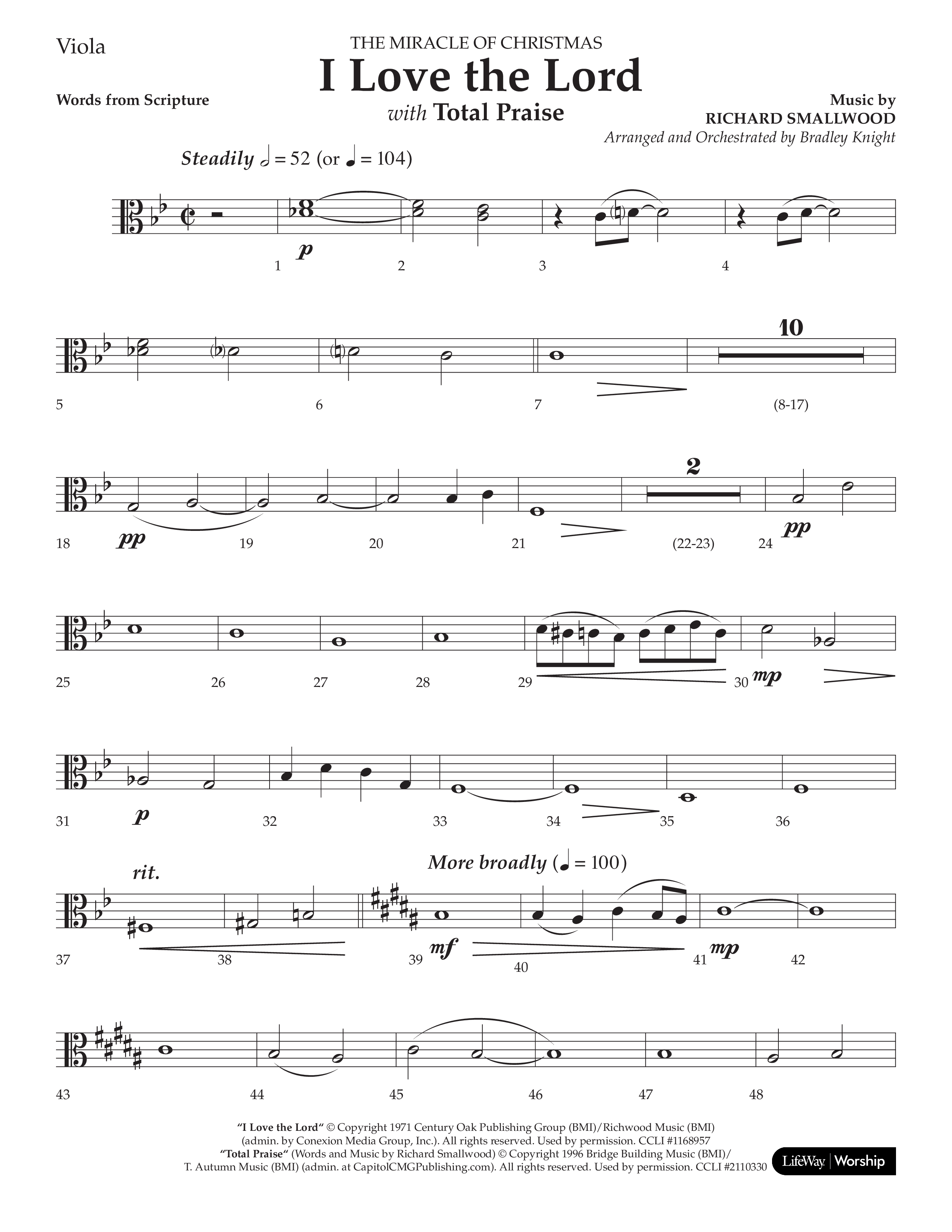I Love The Lord (with Total Praise) (Choral Anthem SATB) Viola (Lifeway Choral / Arr. Bradley Knight)