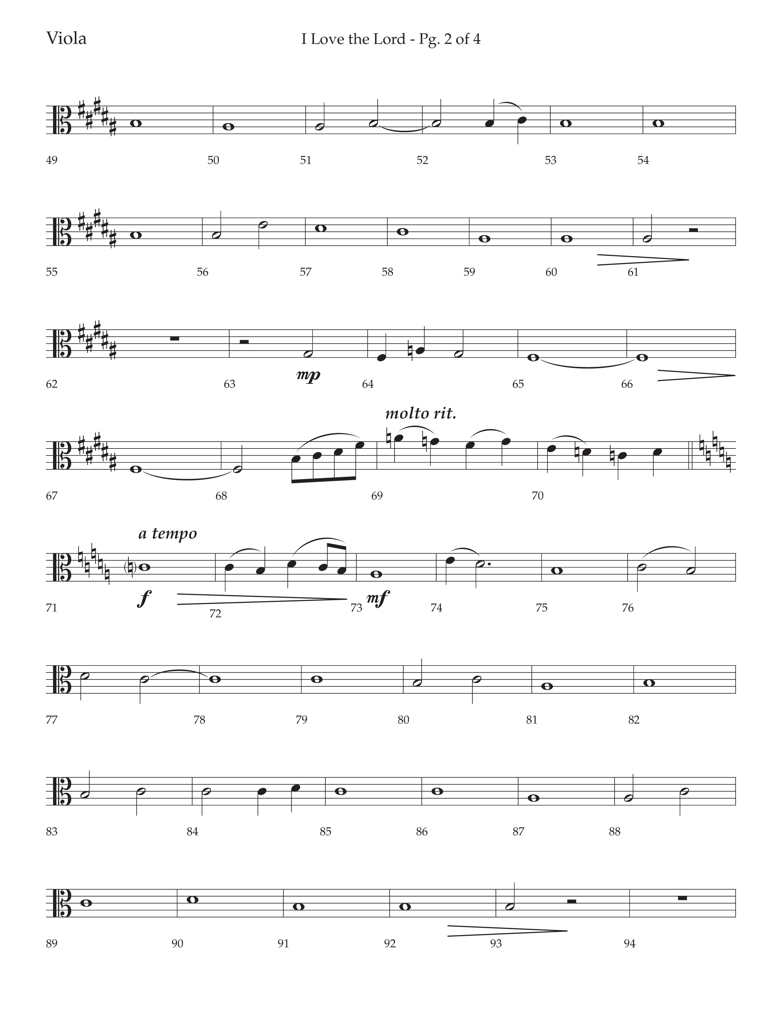 I Love The Lord (with Total Praise) (Choral Anthem SATB) Viola (Lifeway Choral / Arr. Bradley Knight)