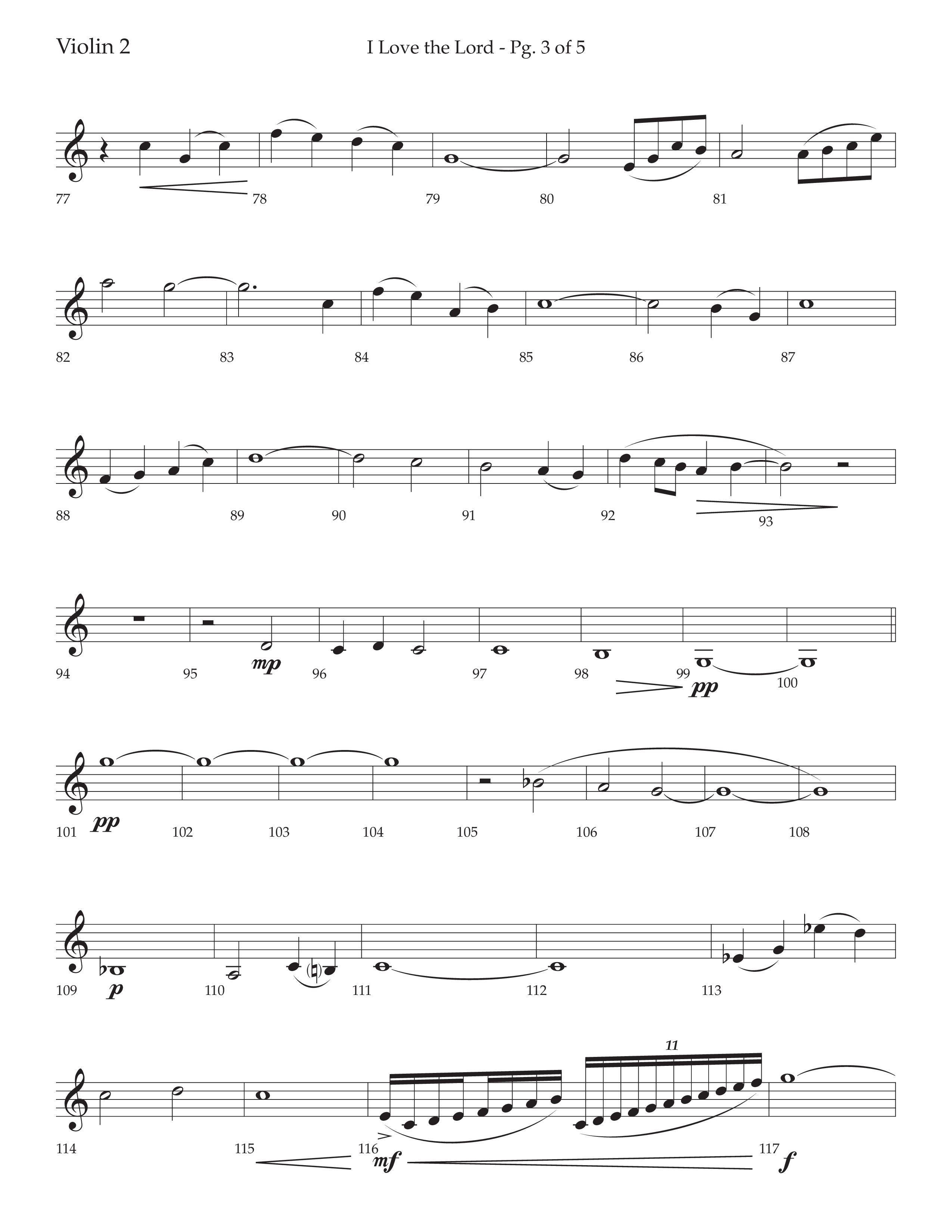 I Love The Lord (with Total Praise) (Choral Anthem SATB) Violin 2 (Lifeway Choral / Arr. Bradley Knight)