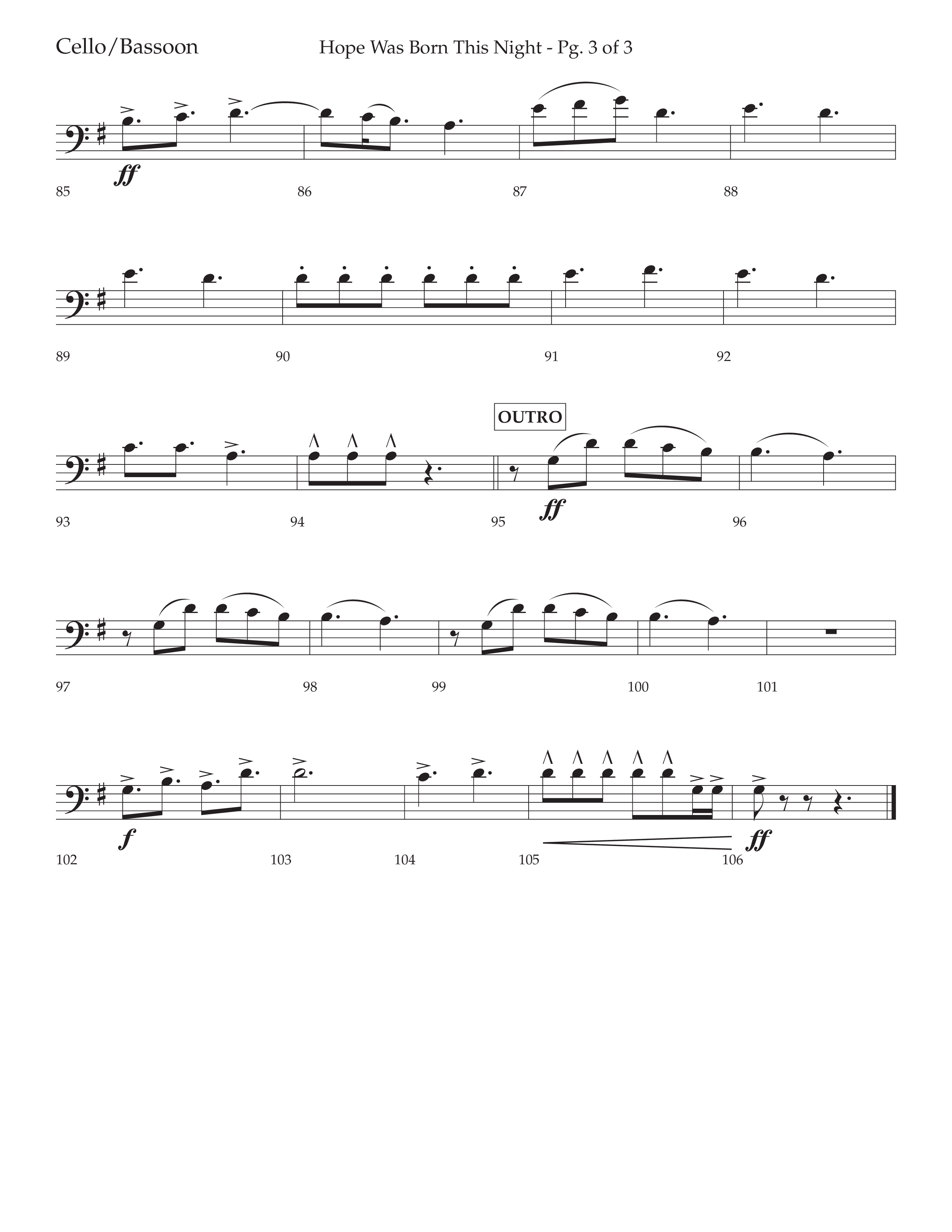 Hope Was Born This Night (Choral Anthem SATB) Cello (Lifeway Worship / Arr. David Wise)