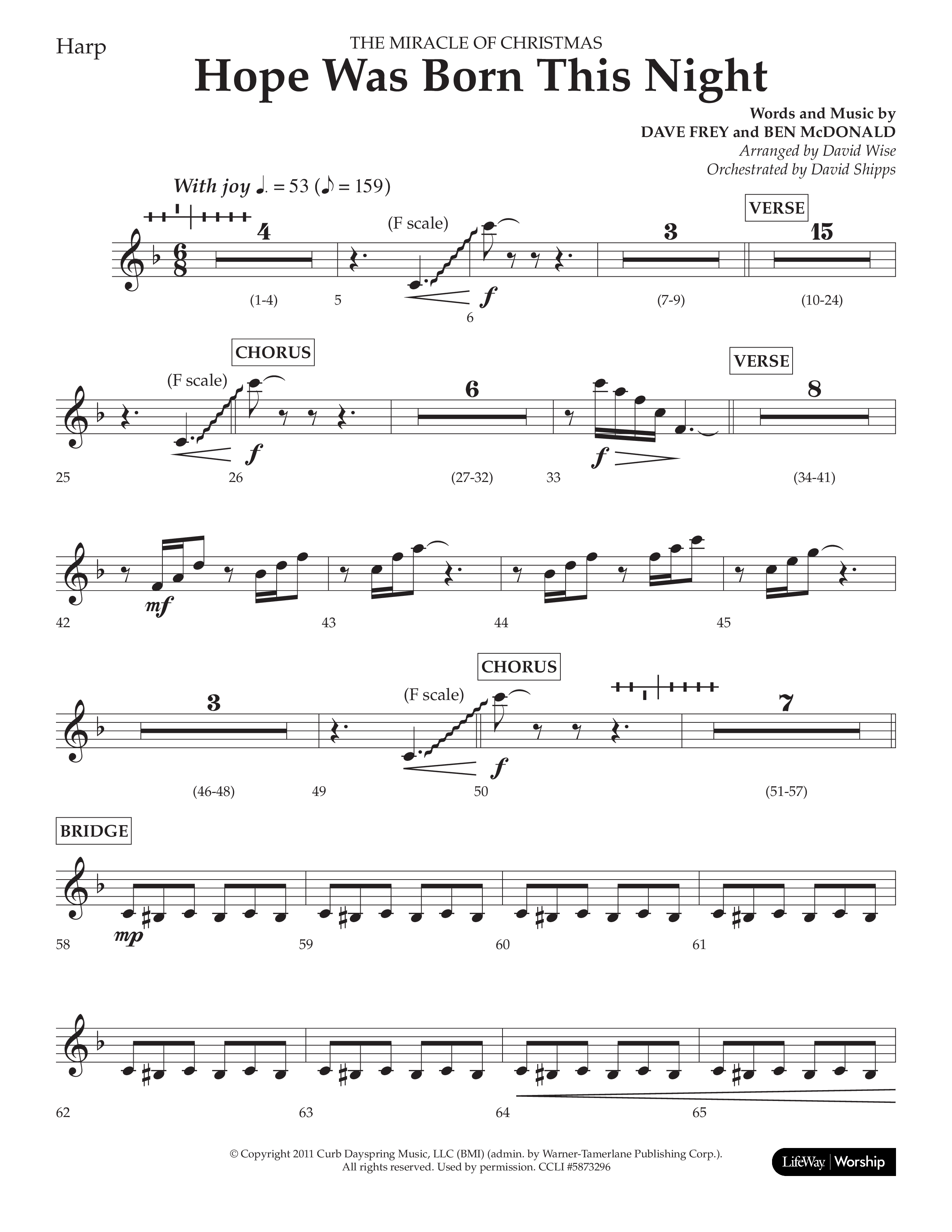 Hope Was Born This Night (Choral Anthem SATB) Harp (Lifeway Worship / Arr. David Wise)
