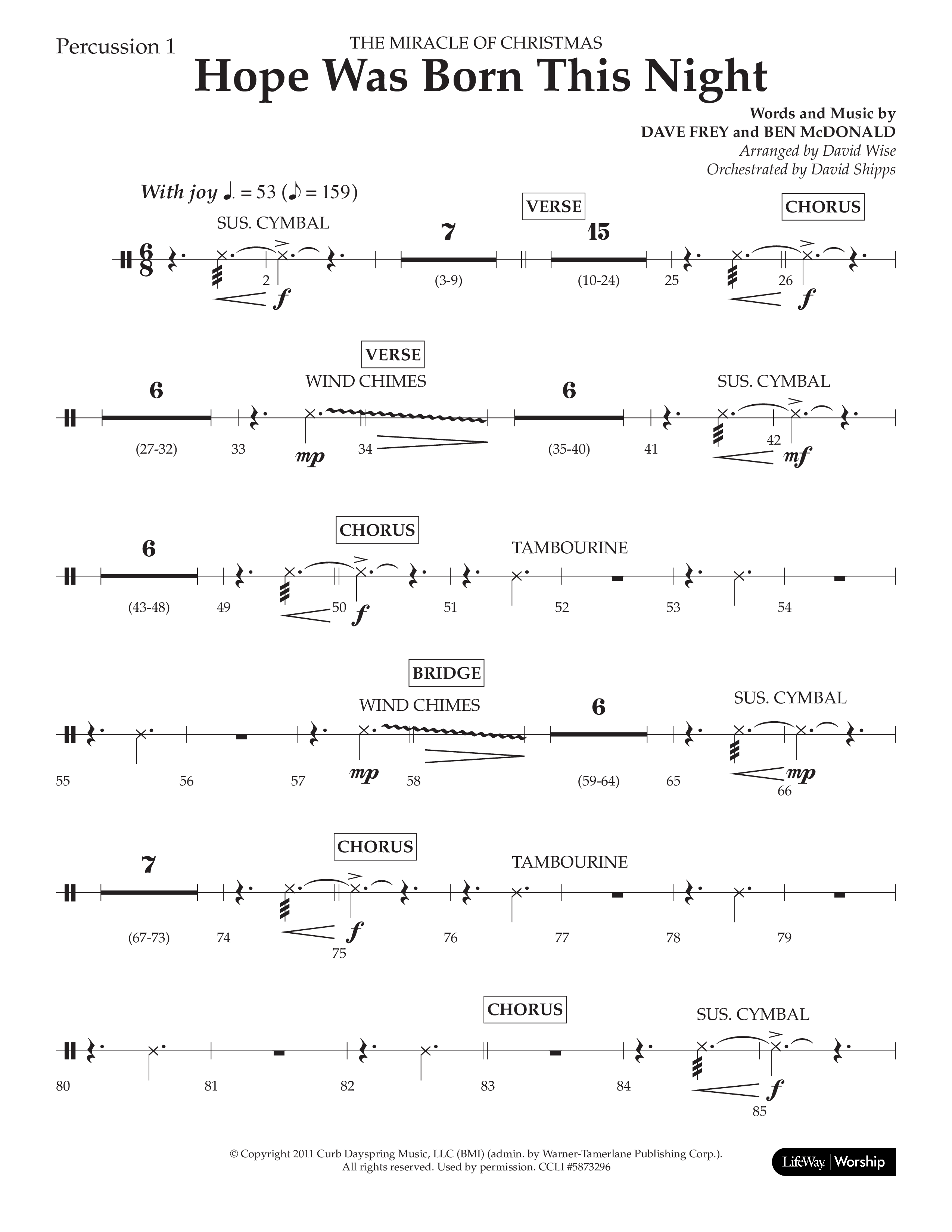 Hope Was Born This Night (Choral Anthem SATB) Percussion (Lifeway Worship / Arr. David Wise)