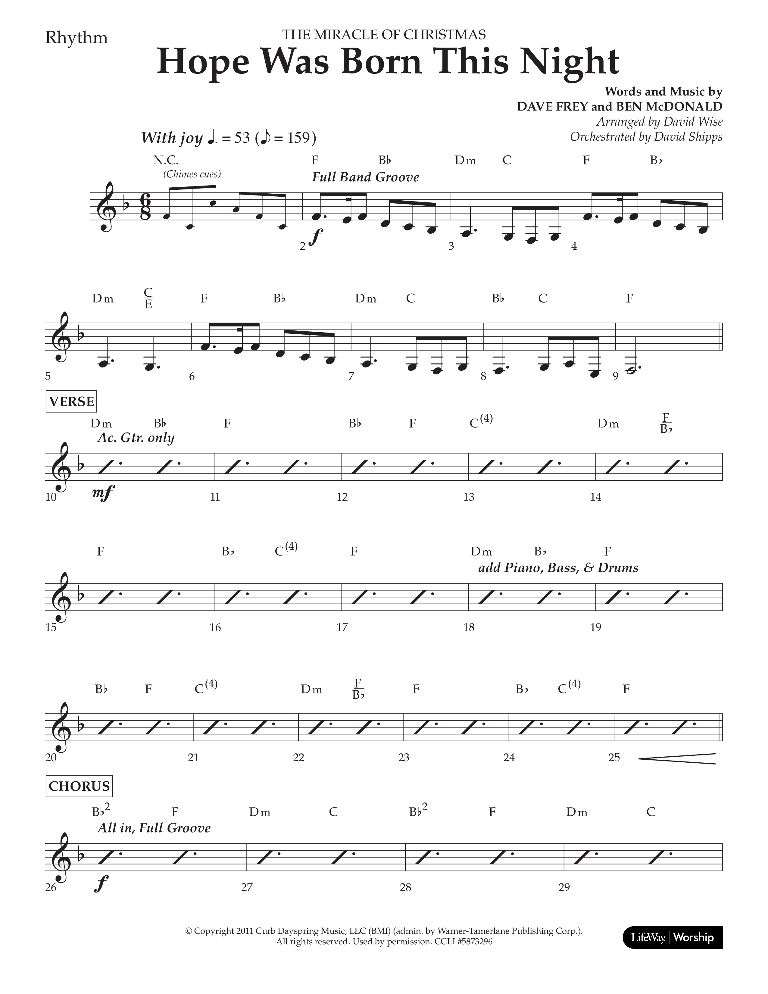 Hope Was Born This Night (Choral Anthem SATB) Rhythm Chart (Lifeway Worship / Arr. David Wise)