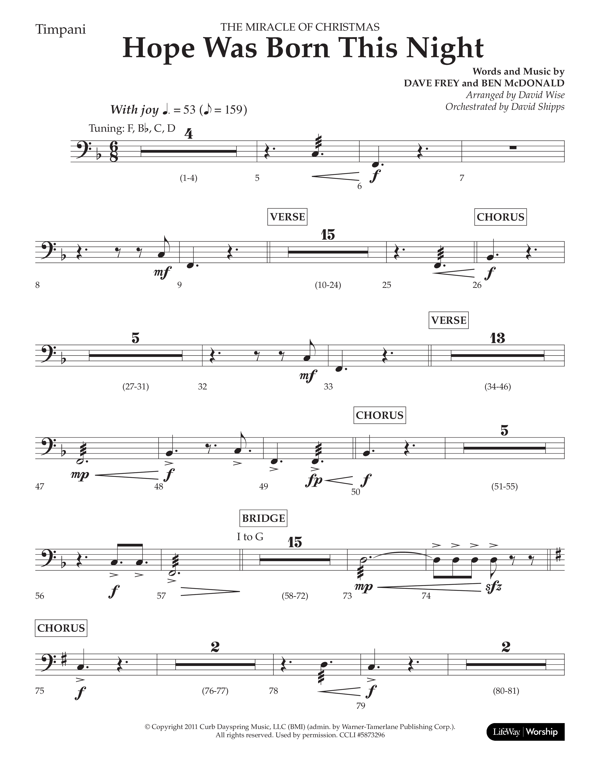 Hope Was Born This Night (Choral Anthem SATB) Timpani (Lifeway Worship / Arr. David Wise)