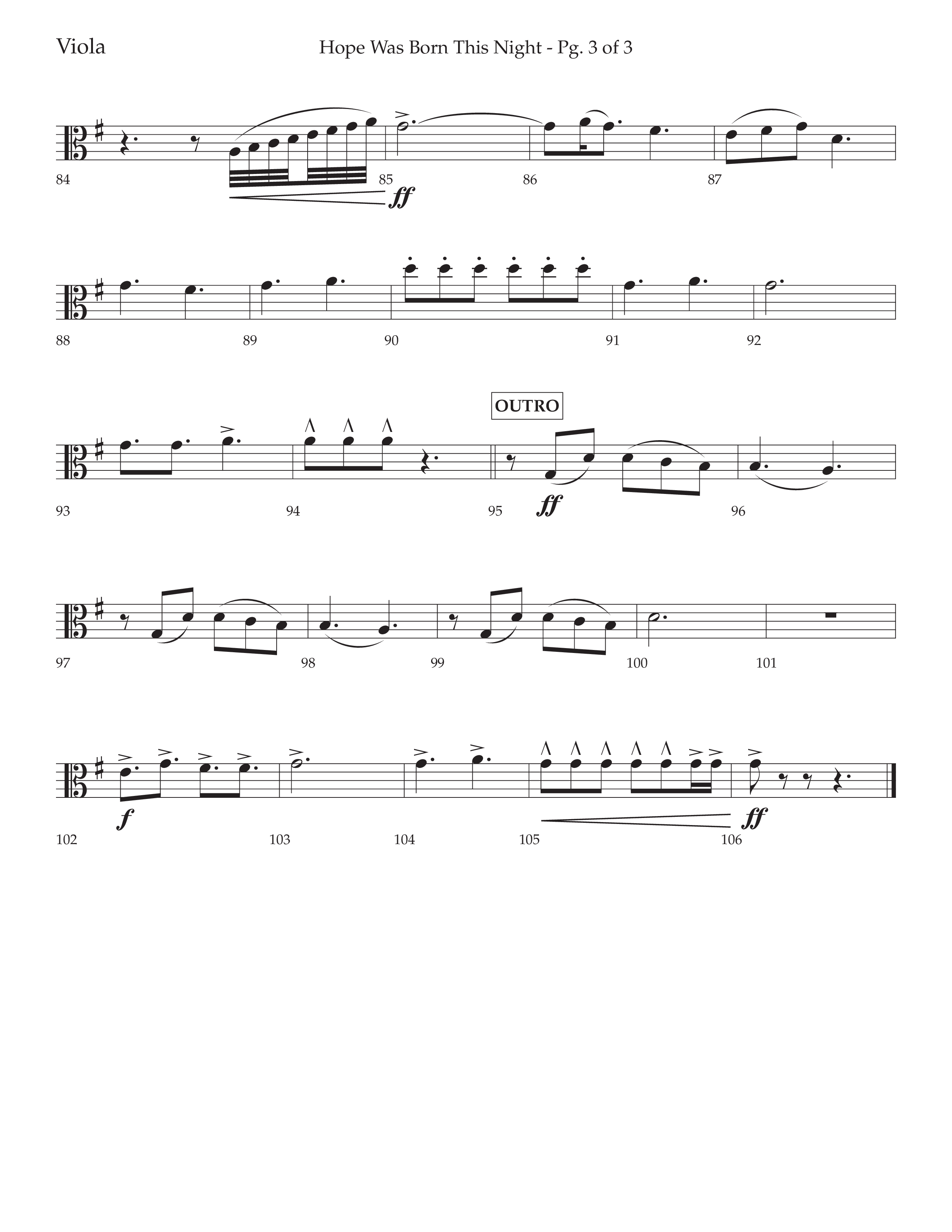 Hope Was Born This Night (Choral Anthem SATB) Viola (Lifeway Worship / Arr. David Wise)