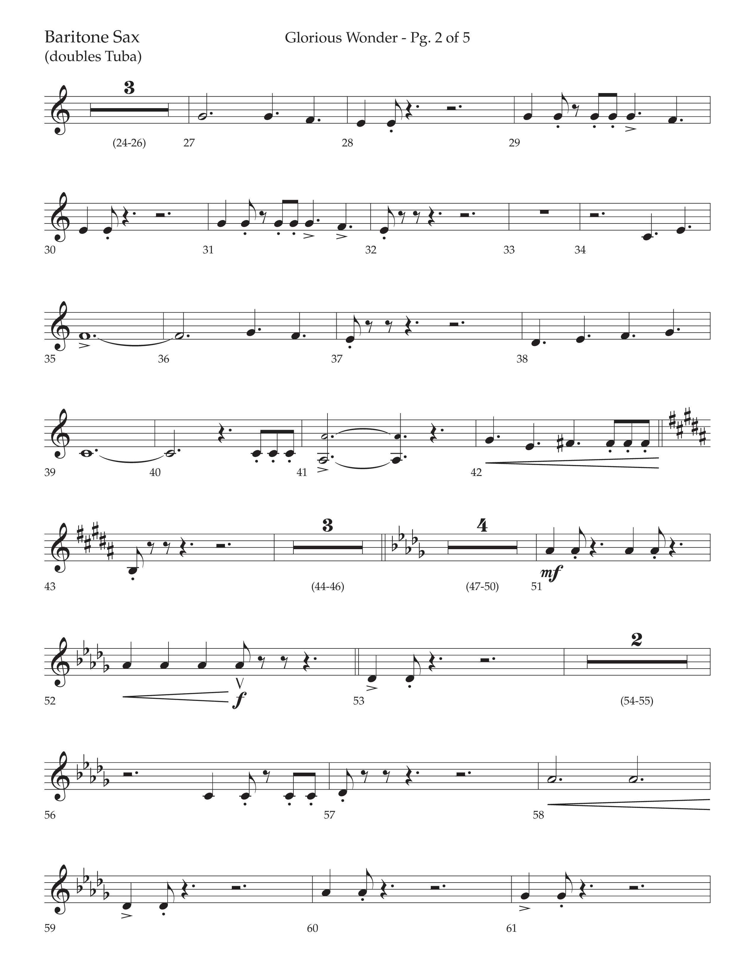 Glorious Wonder (Choral Anthem SATB) Bari Sax (Lifeway Choral / Arr. Bradley Knight)