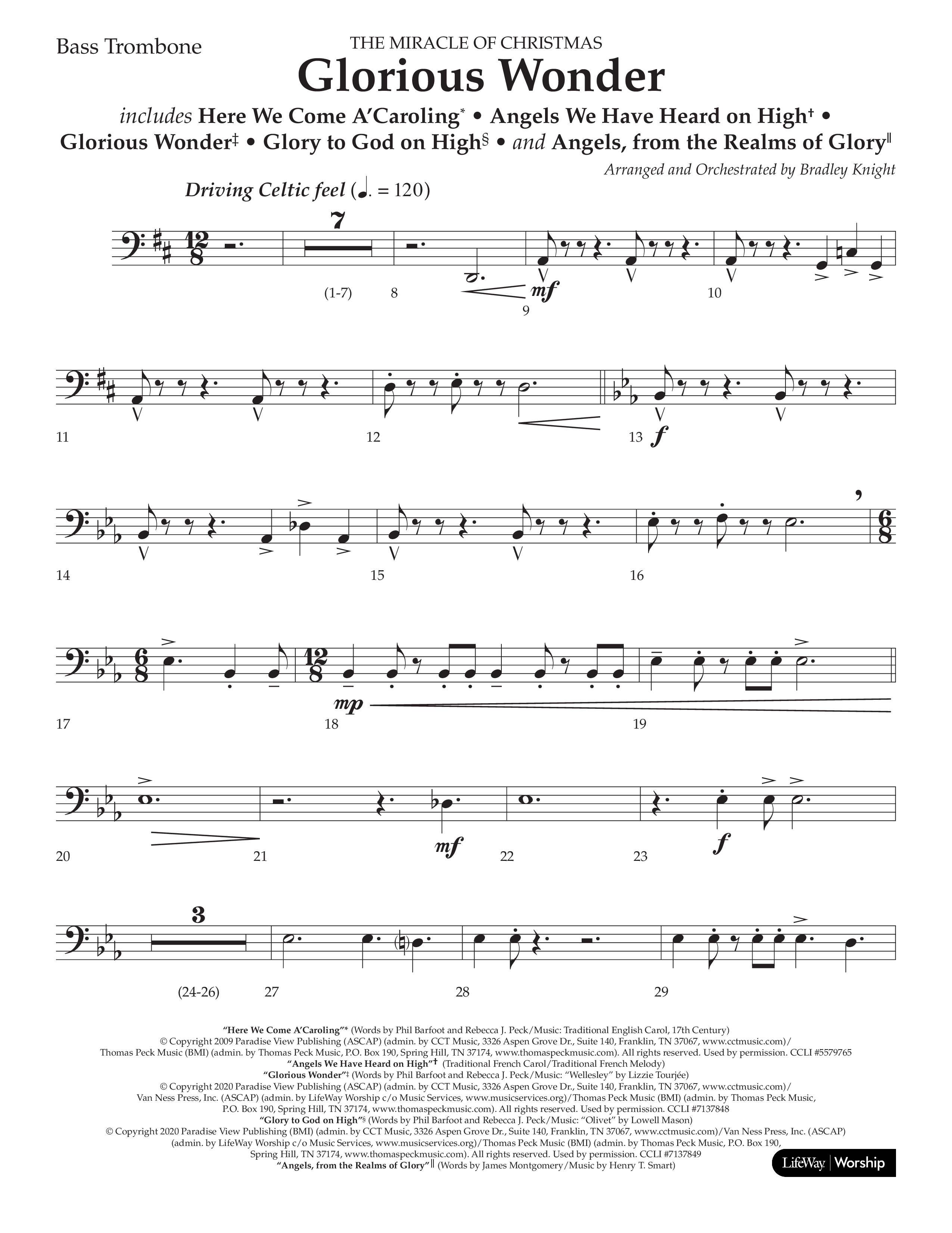 Glorious Wonder (Choral Anthem SATB) Bass Trombone (Lifeway Choral / Arr. Bradley Knight)