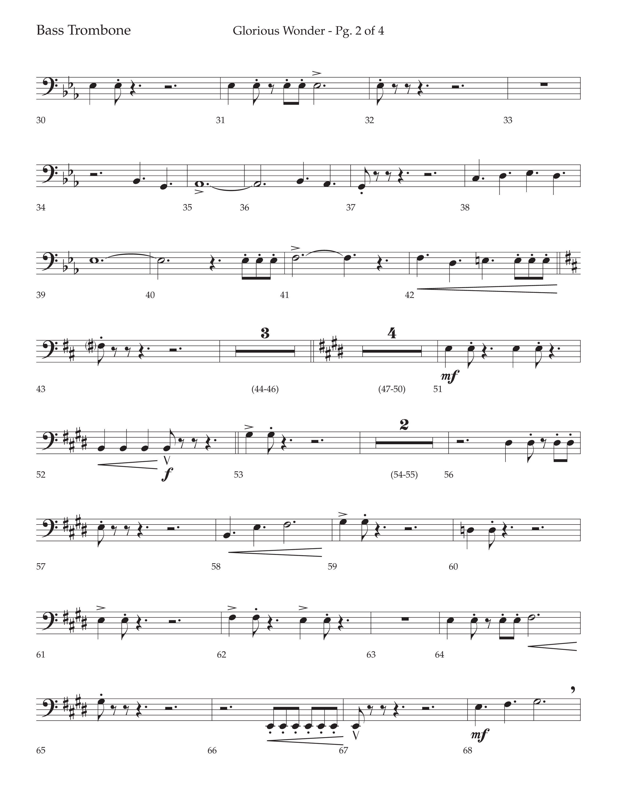 Glorious Wonder (Choral Anthem SATB) Bass Trombone (Lifeway Choral / Arr. Bradley Knight)