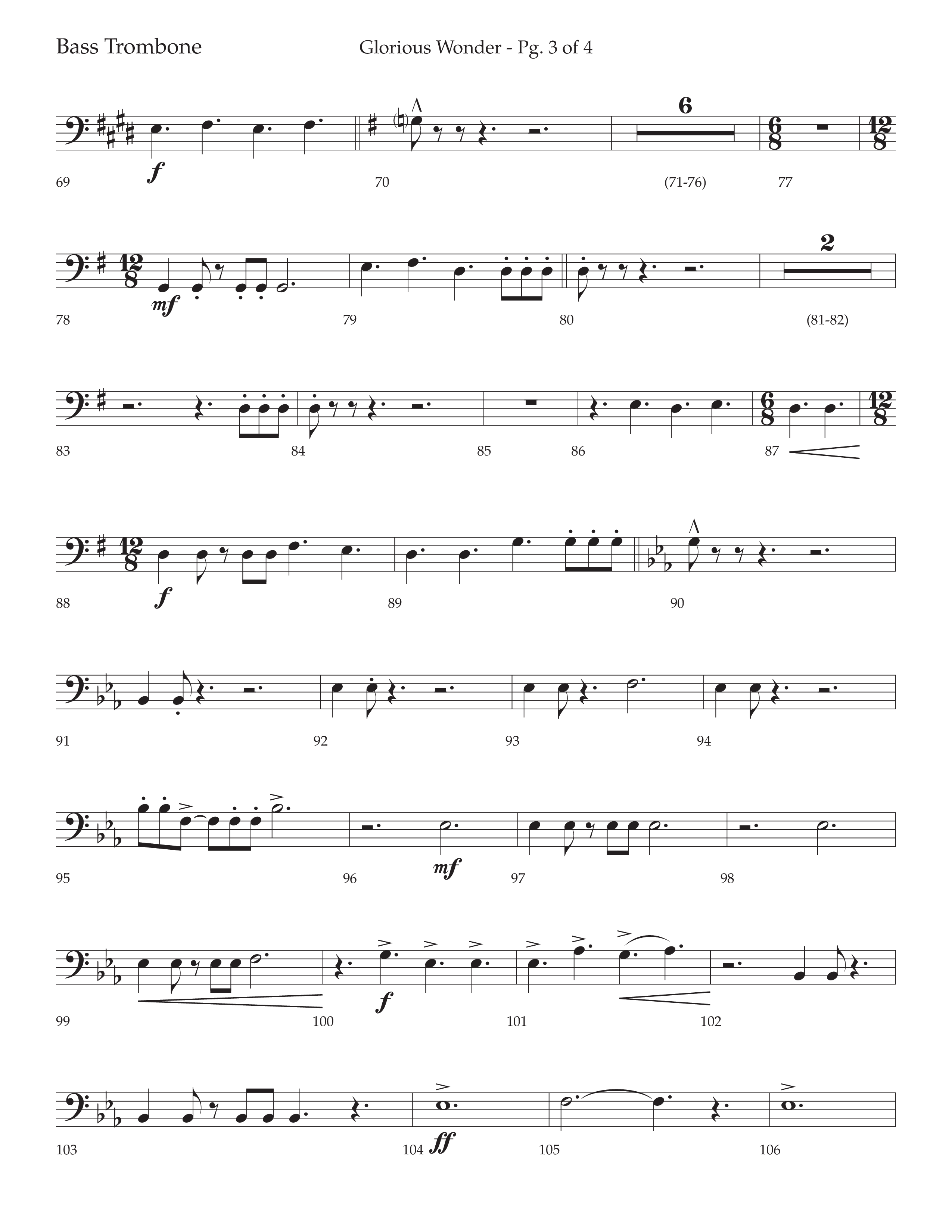 Glorious Wonder (Choral Anthem SATB) Bass Trombone (Lifeway Choral / Arr. Bradley Knight)